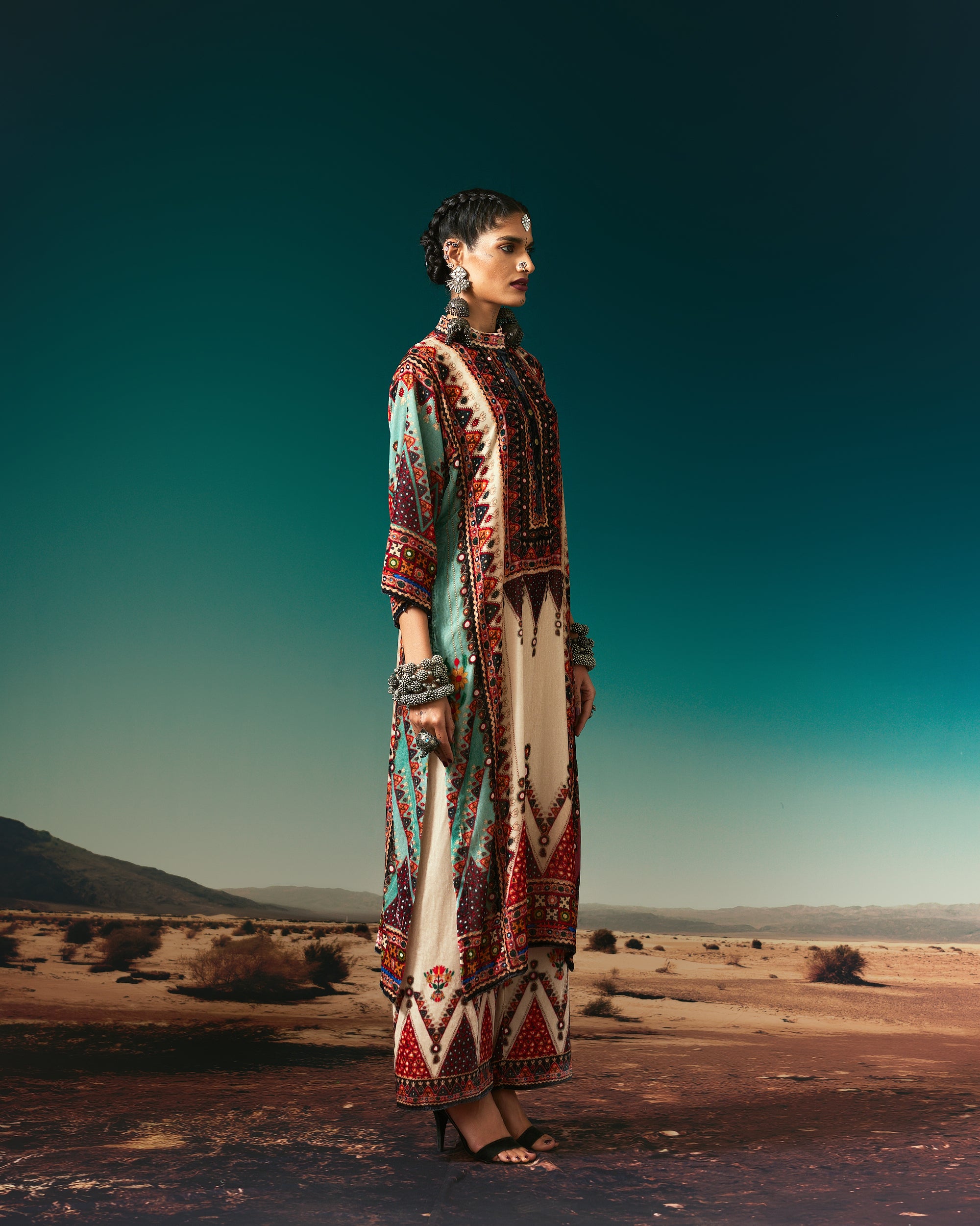 Kutch : Ghazala - Eggshell/Rose/Aqua