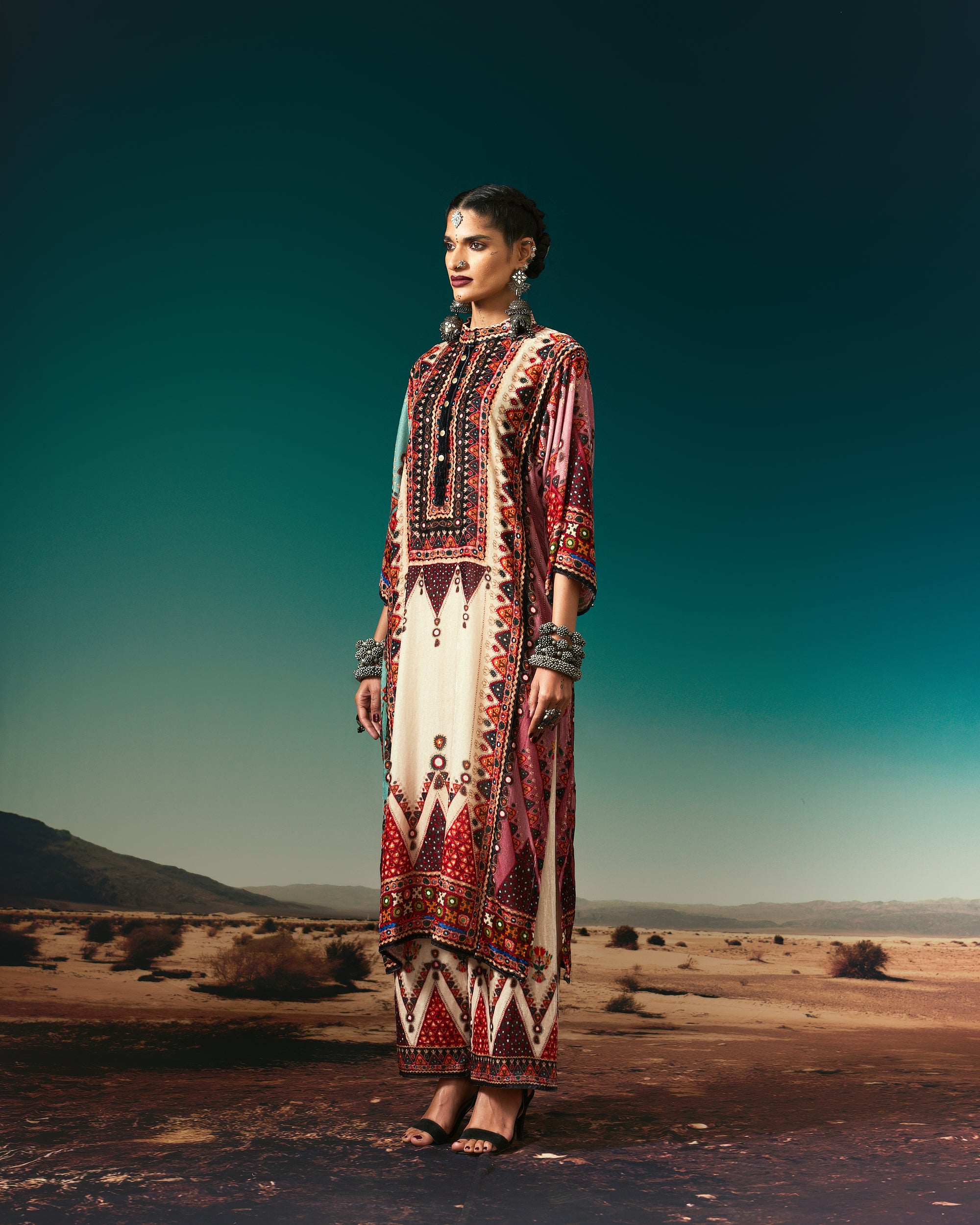 Kutch : Ghazala - Eggshell/Rose/Aqua