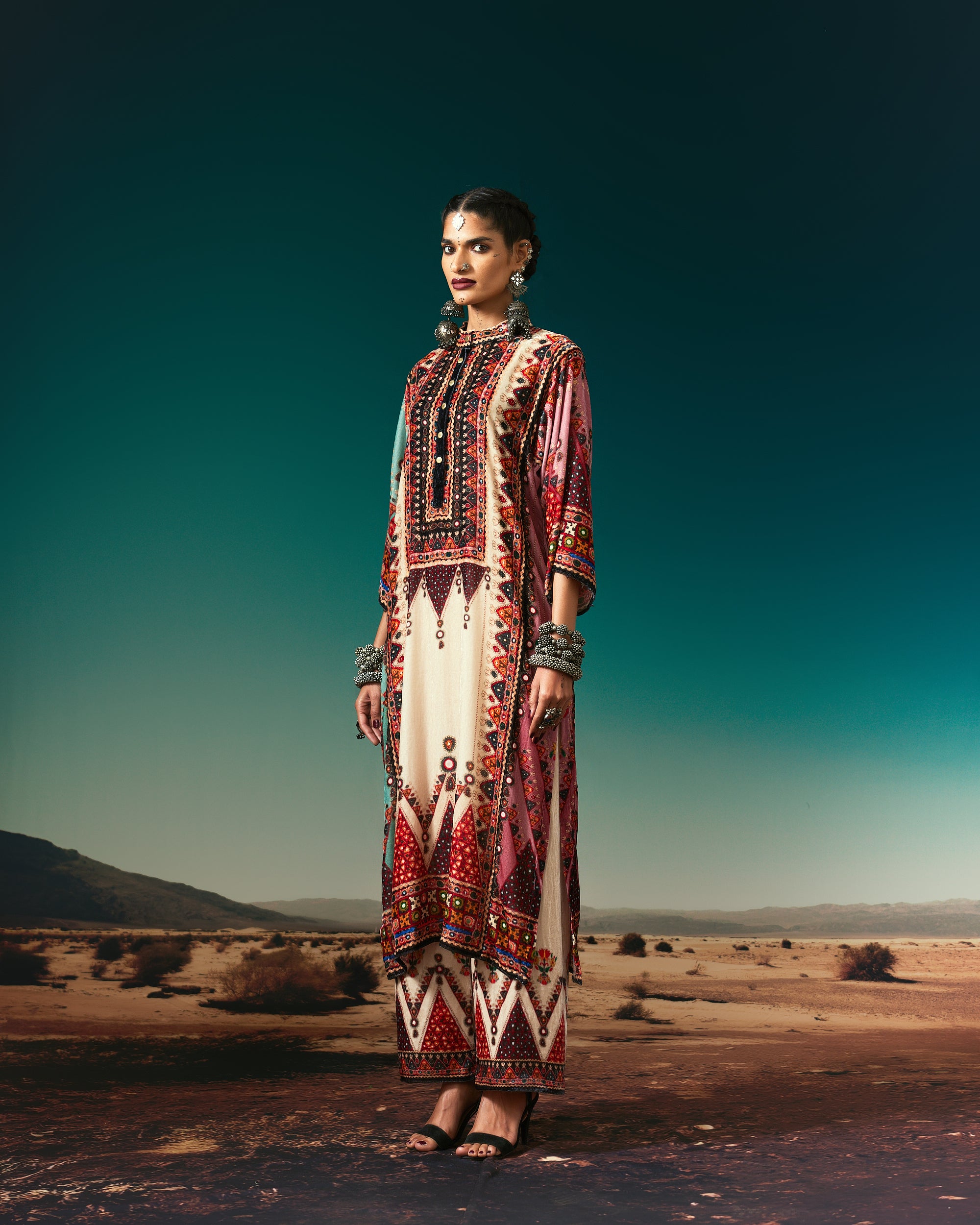 Kutch : Ghazala - Eggshell/Rose/Aqua