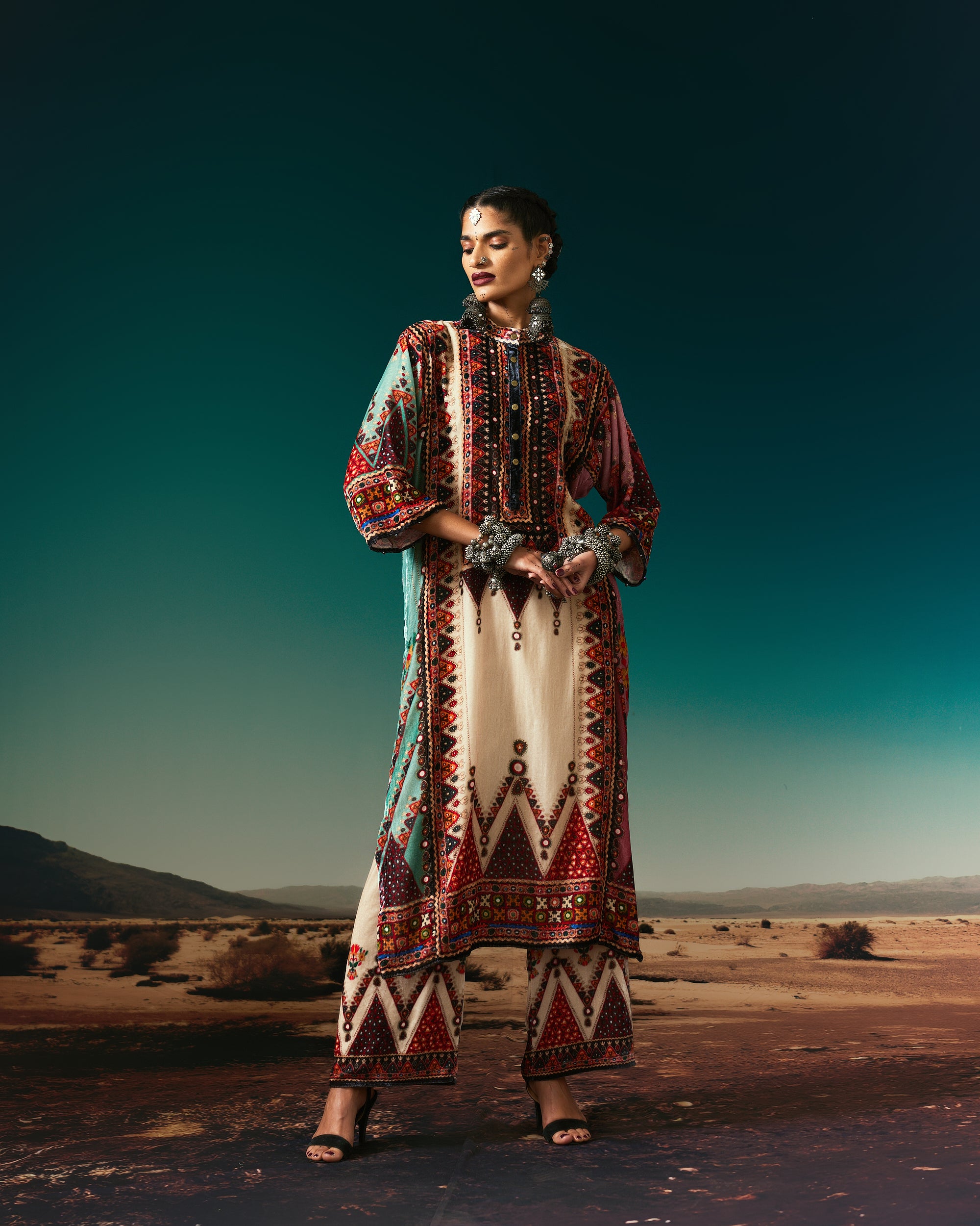 Kutch : Ghazala - Eggshell/Rose/Aqua
