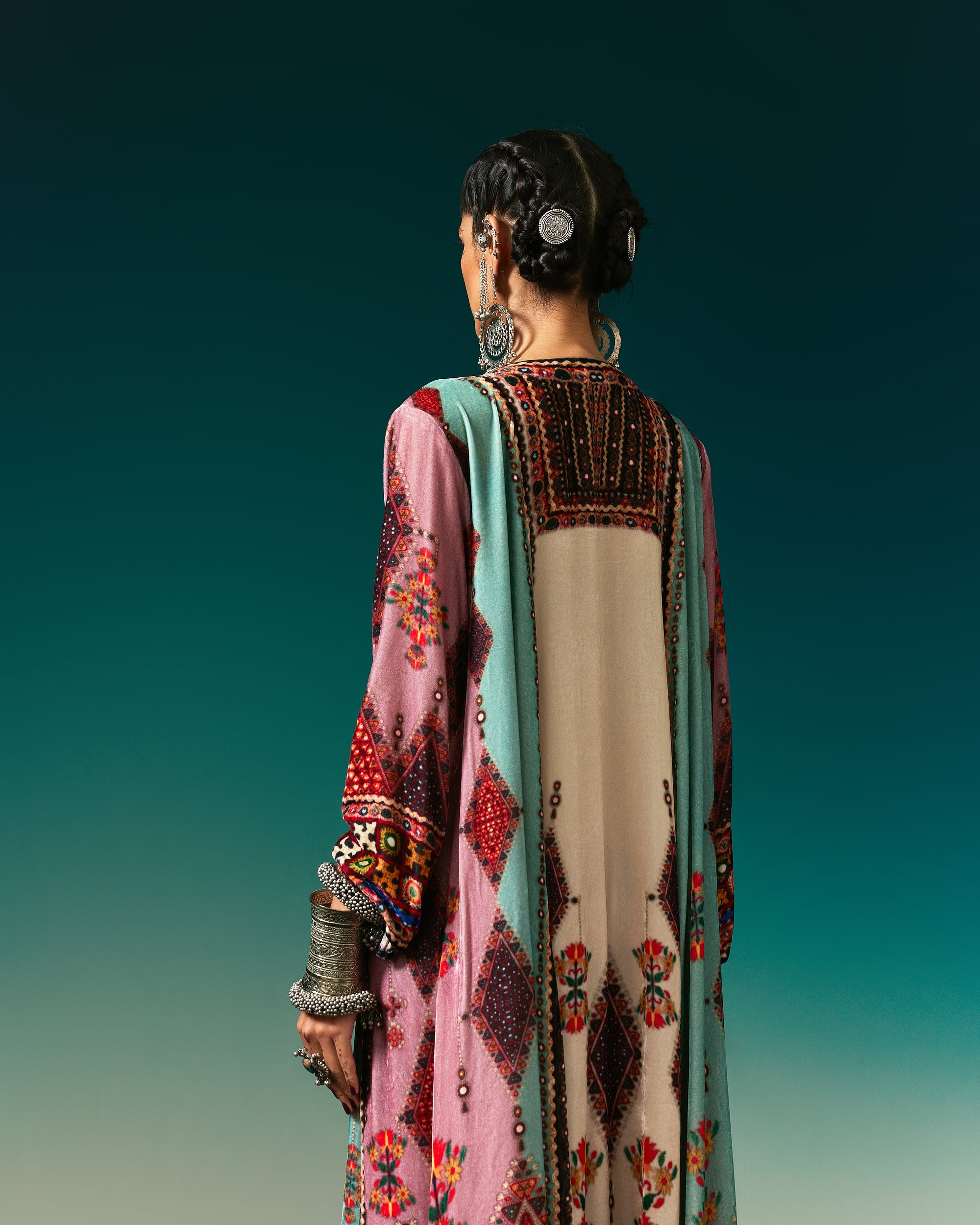 Kutch : Anisha -  Eggshell/Rose/Sea Blue