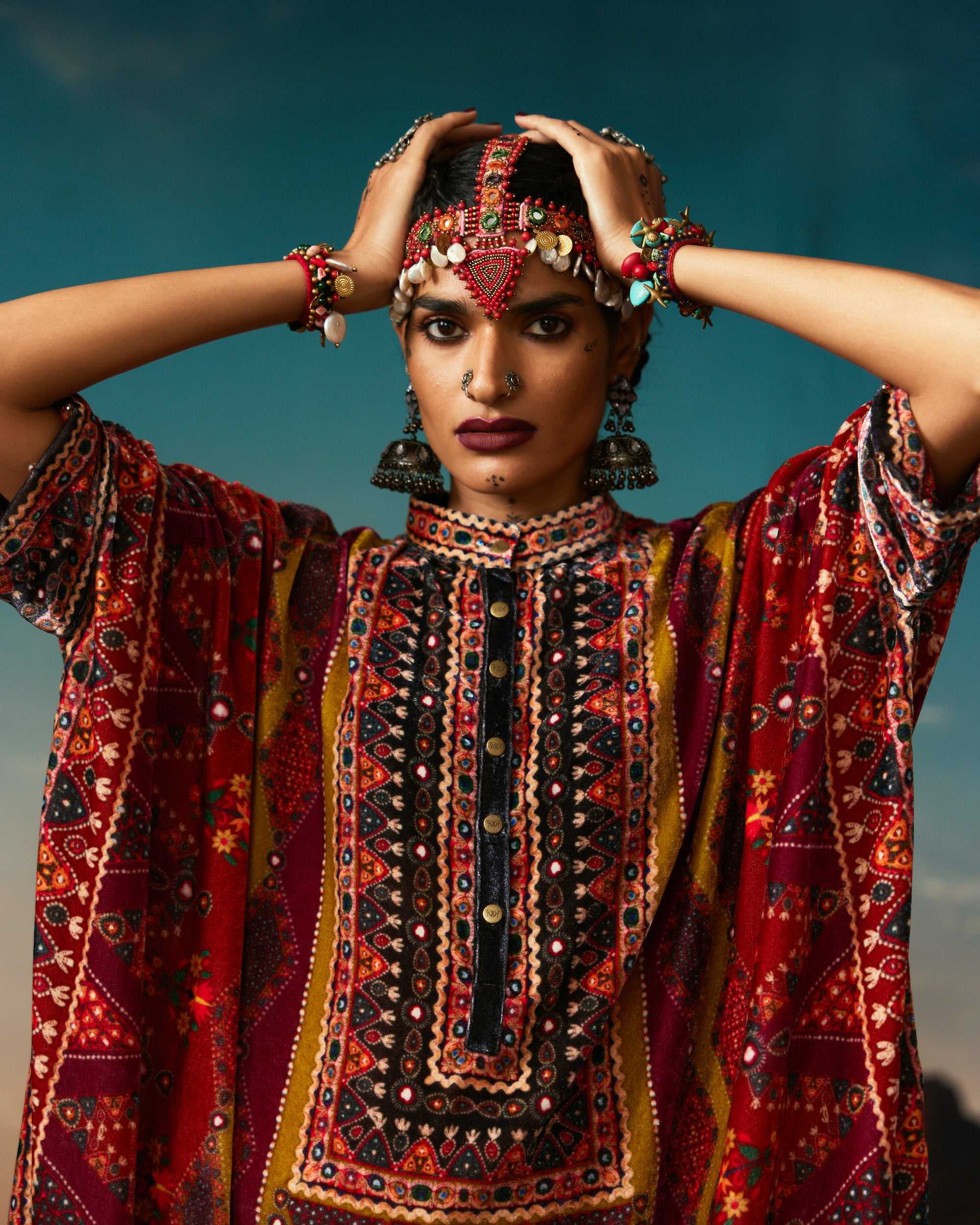 Kutch : Chanel 36" - Rust/Anise/Raspberry
