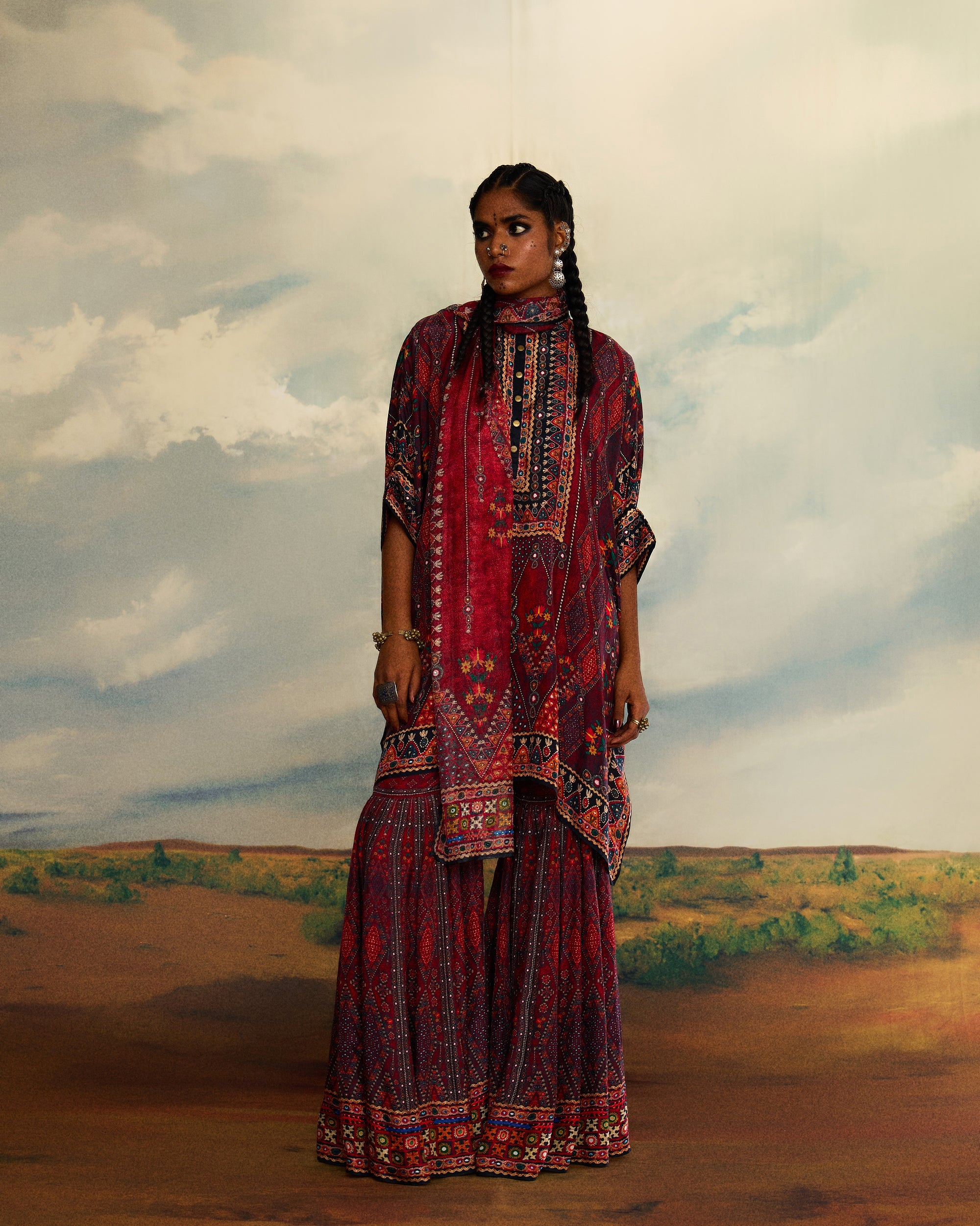 Kutch : Chanel 36"/Sharara - Red