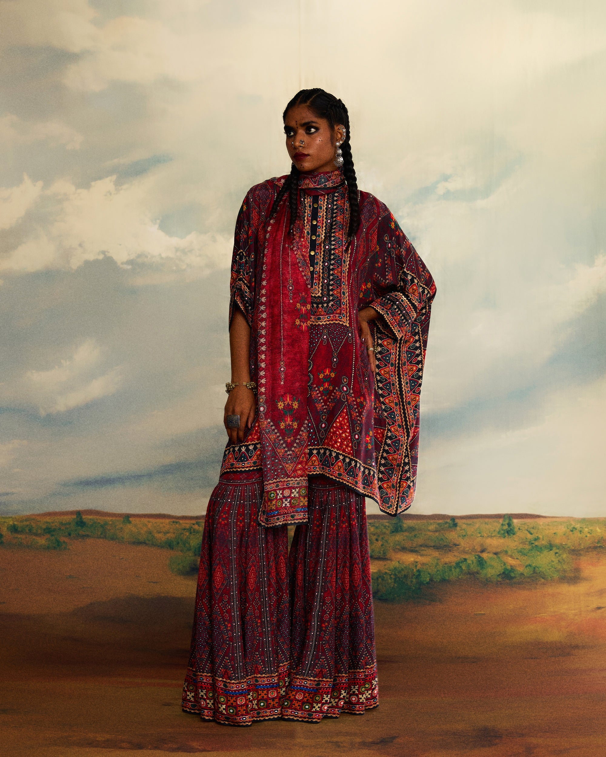 Kutch : Chanel 36"/Sharara - Red