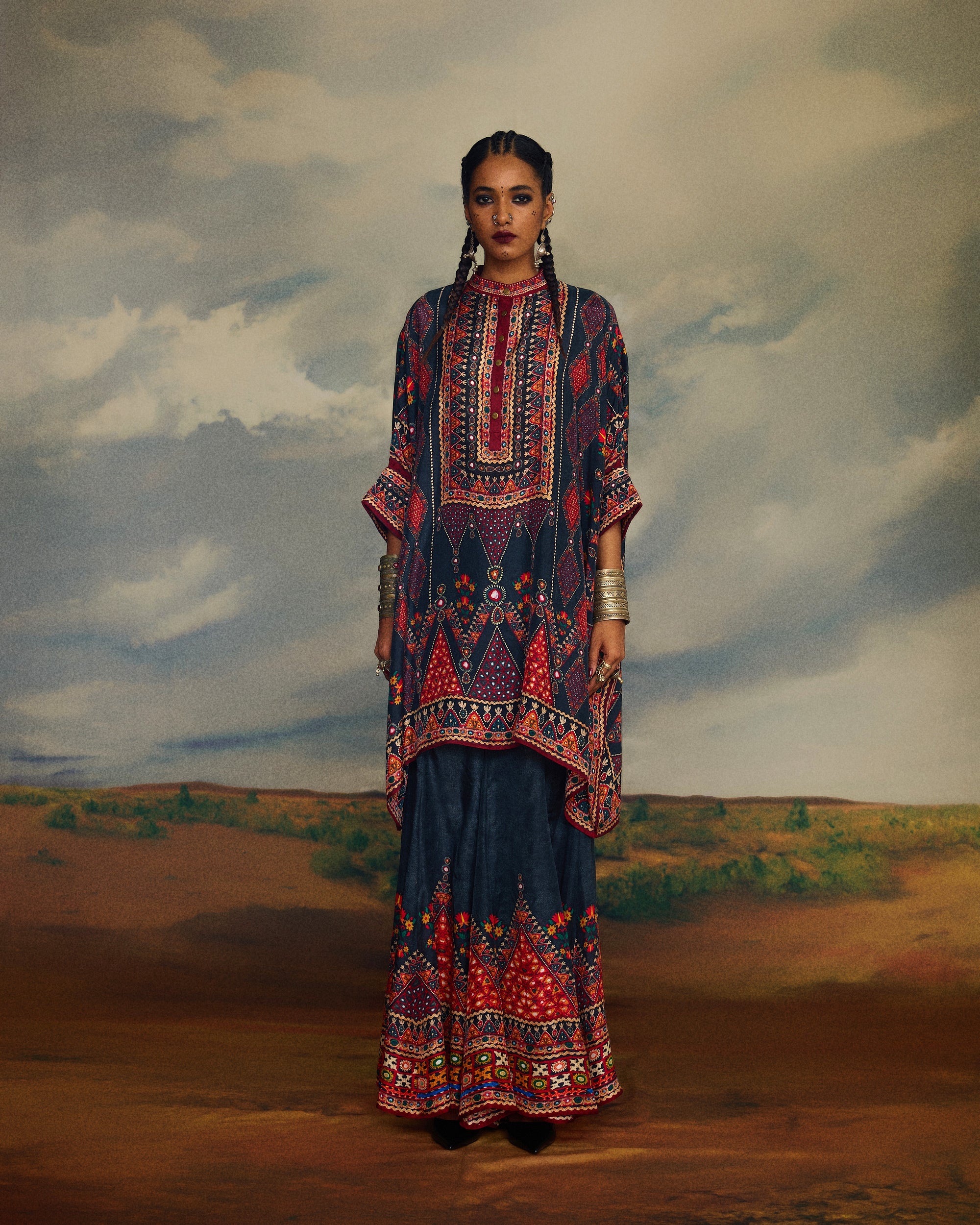 Kutch : Chanel 36"/Gharara - Charcoal