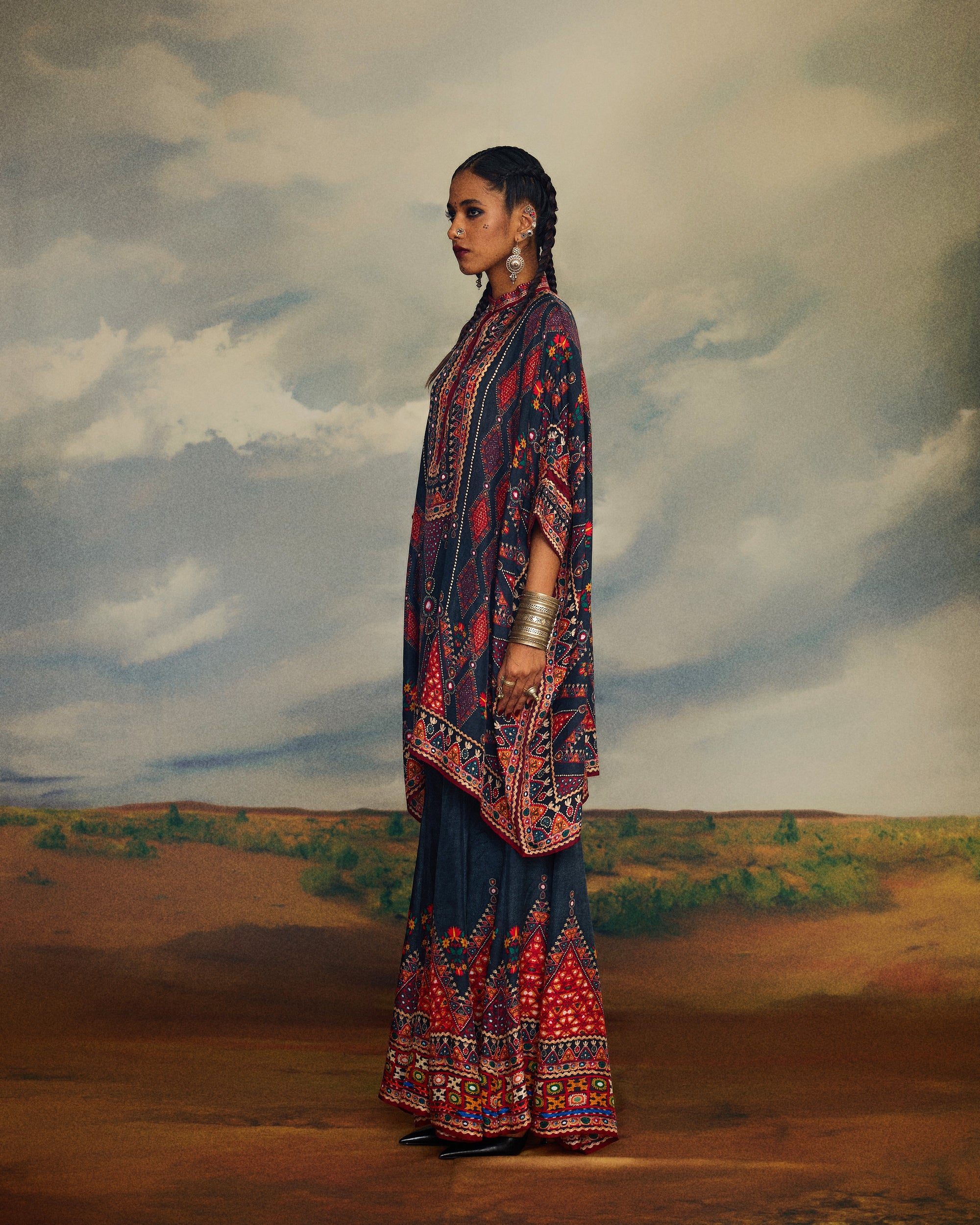Kutch : Chanel 36"/Gharara - Charcoal