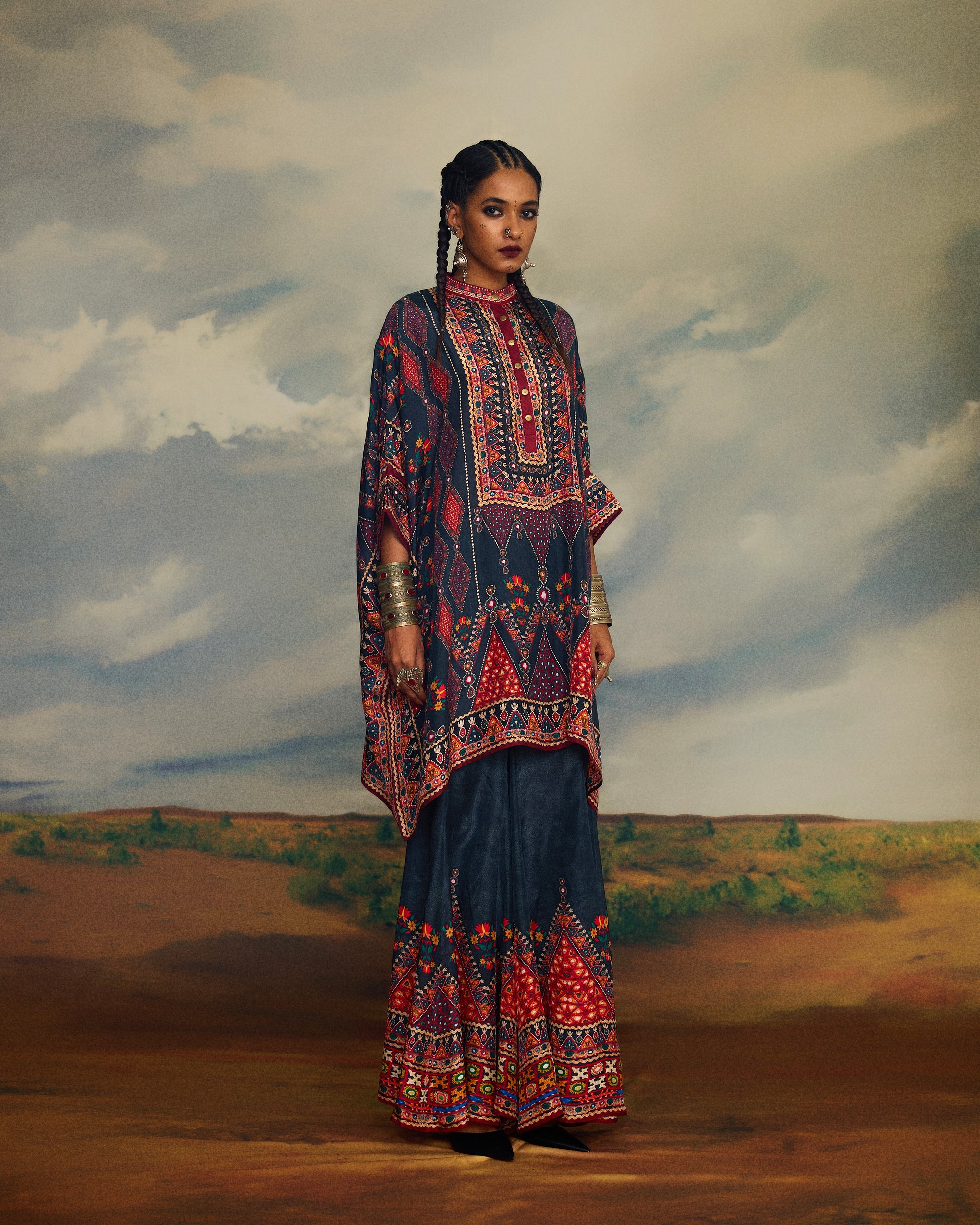 Kutch : Chanel 36"/Gharara - Charcoal