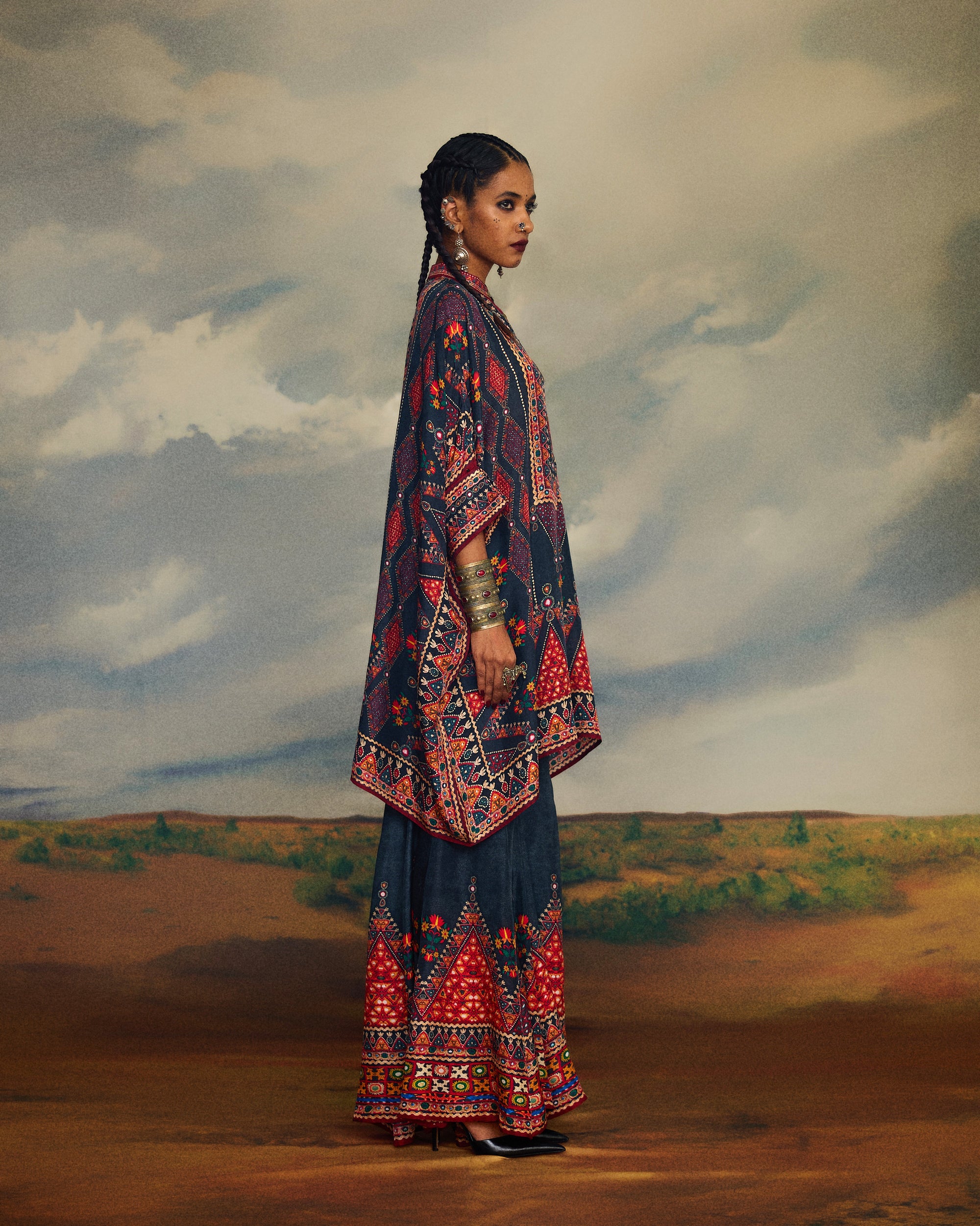 Kutch : Chanel 36"/Gharara - Charcoal