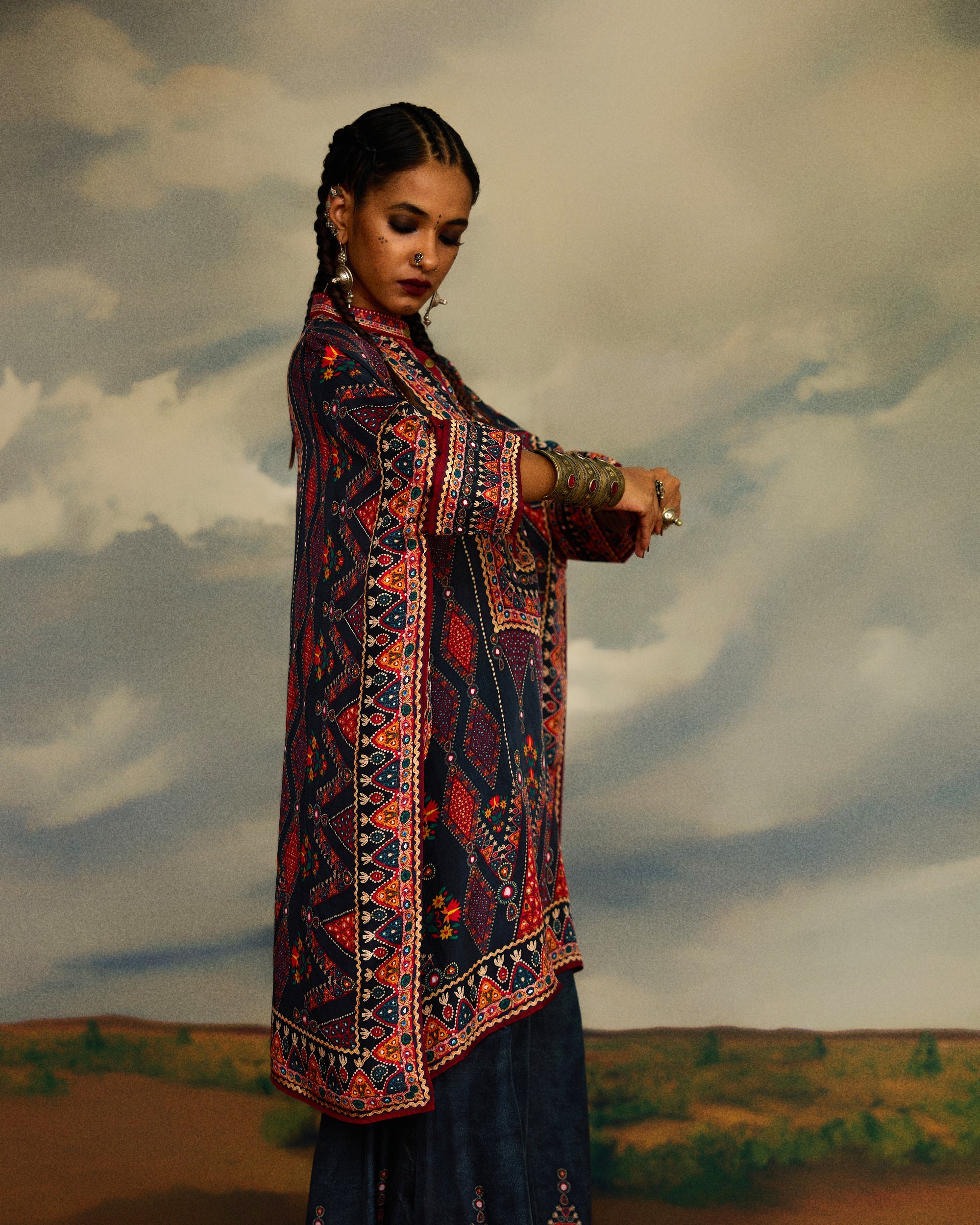 Kutch : Chanel 36"/Gharara - Charcoal