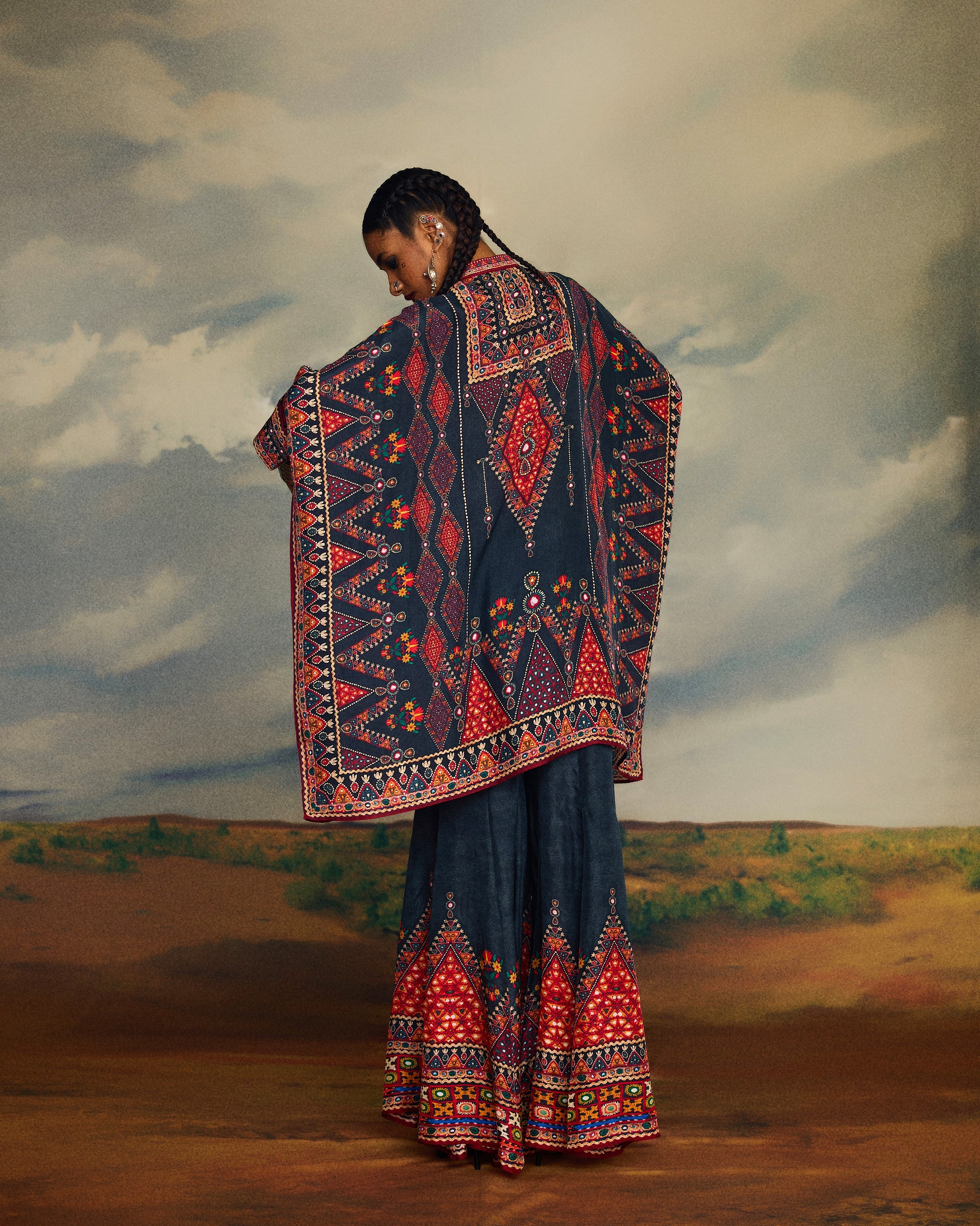 Kutch : Chanel 36"/Gharara - Charcoal