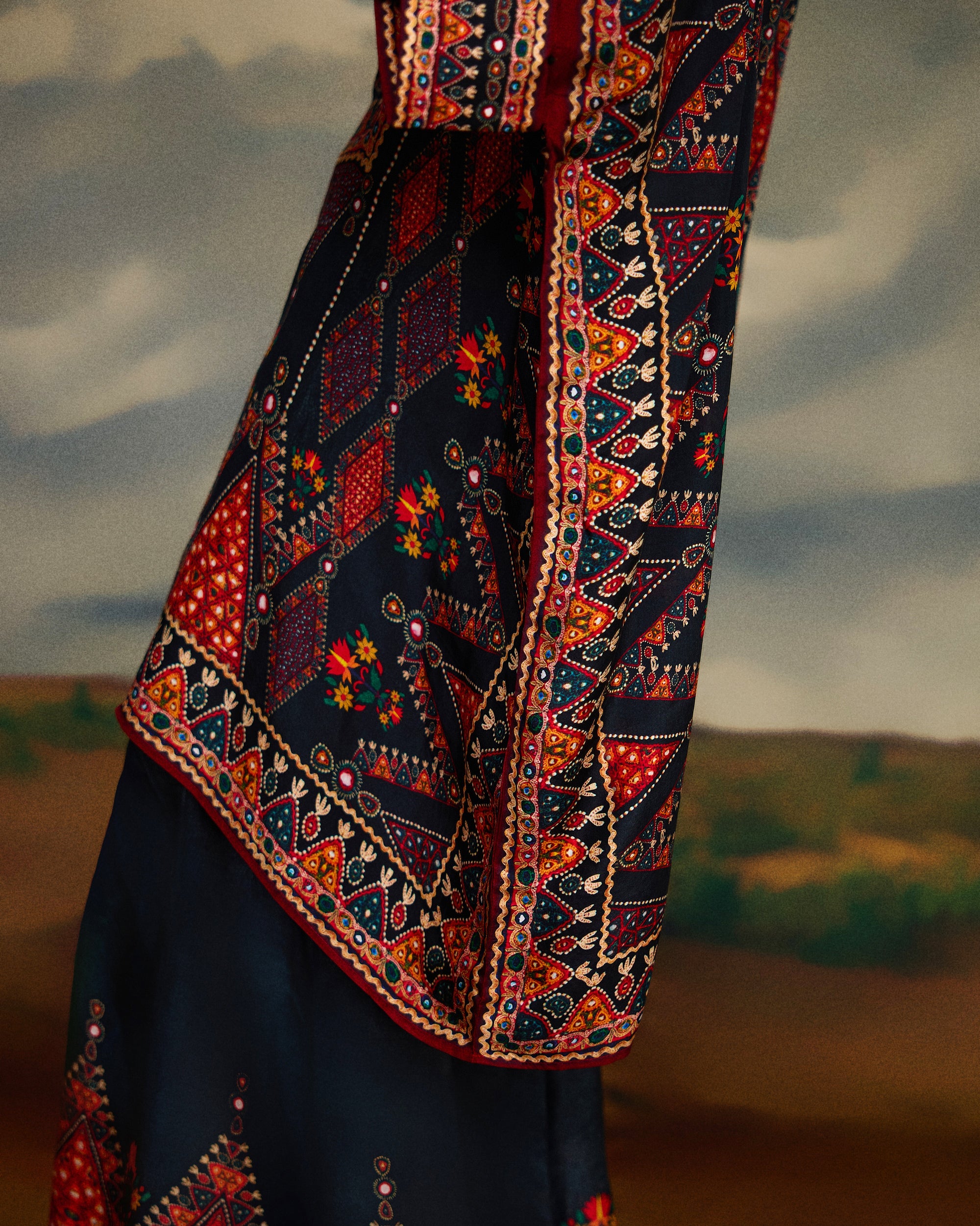 Kutch : Chanel 36"/Gharara - Charcoal