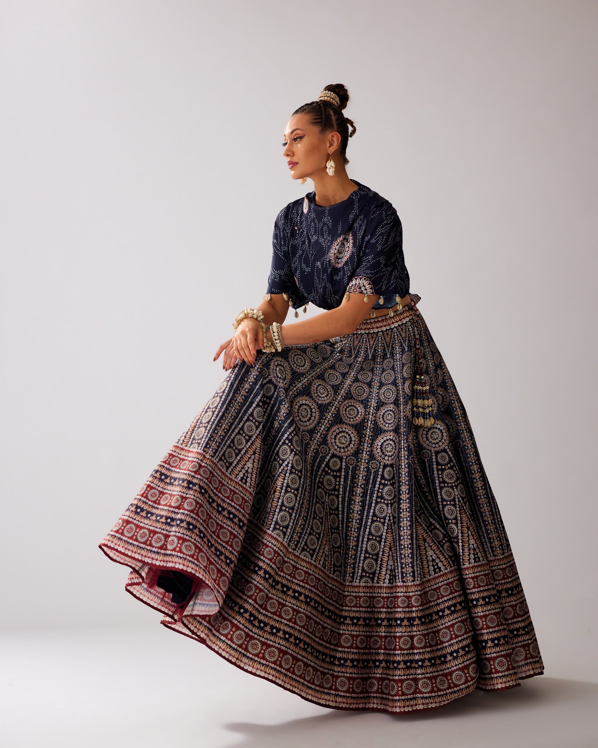 Zohra : Varsha Leela - Navy/Red