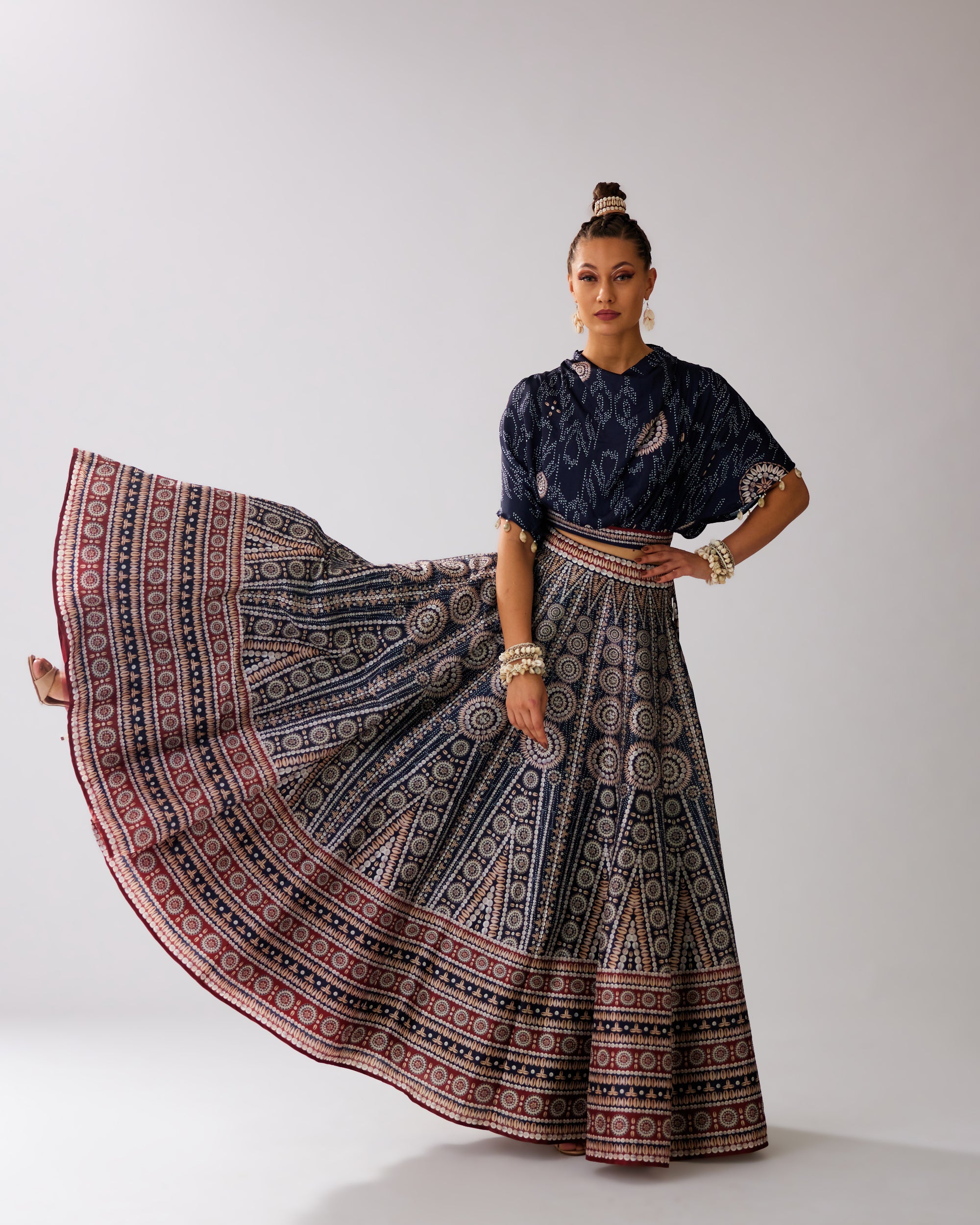 Zohra : Varsha Leela - Navy/Red