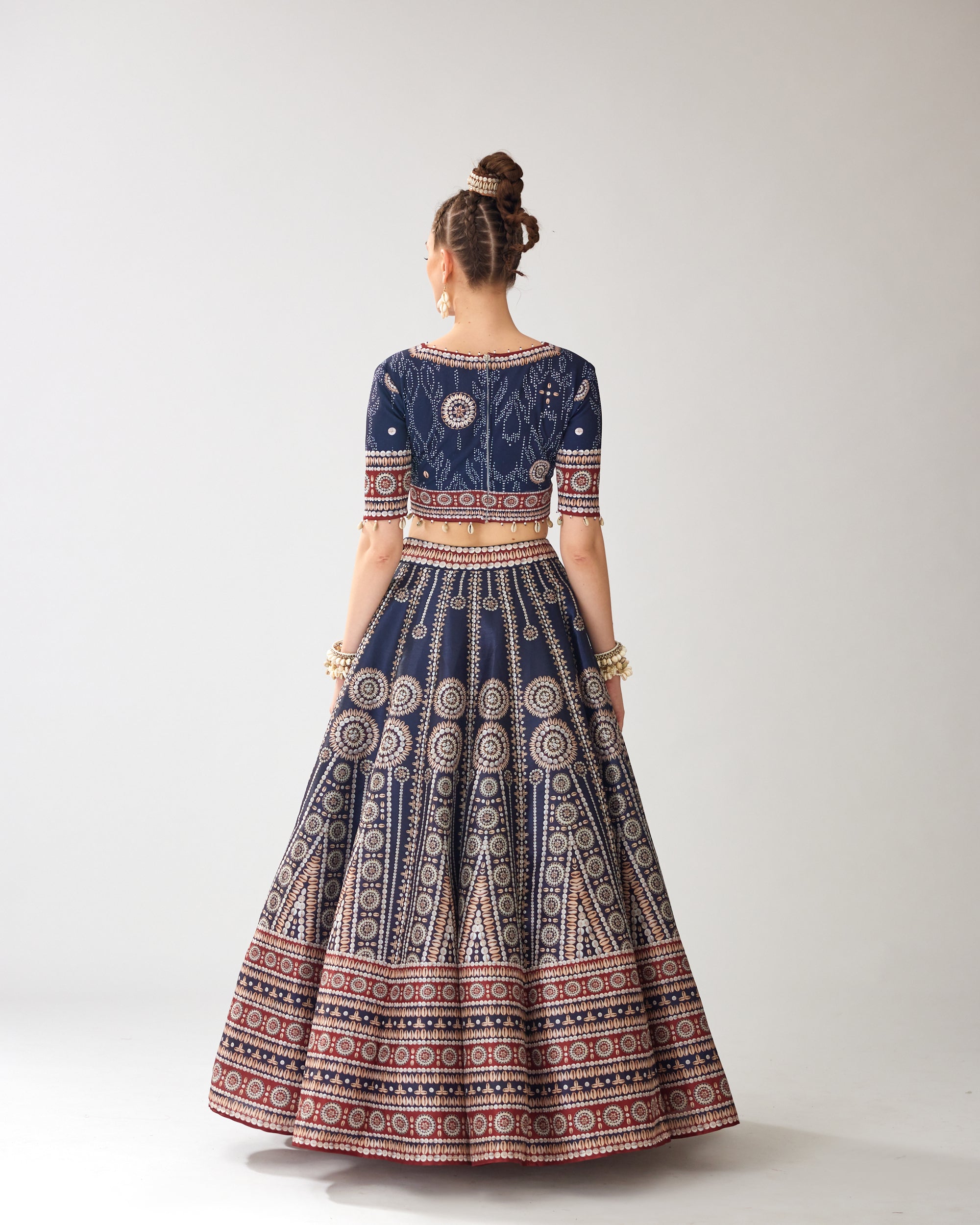 Zohra : Leela - Navy/Red