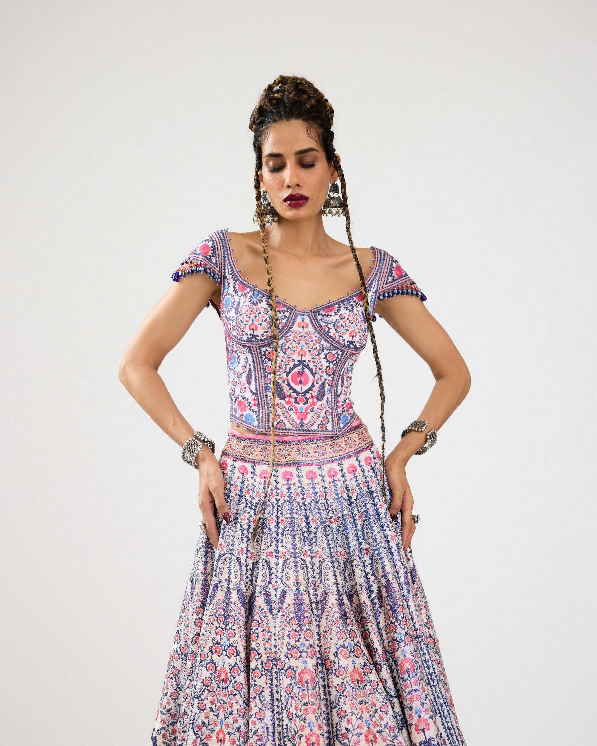 A Bukhara Summer : Leela/Corset - Ivory/Pink
