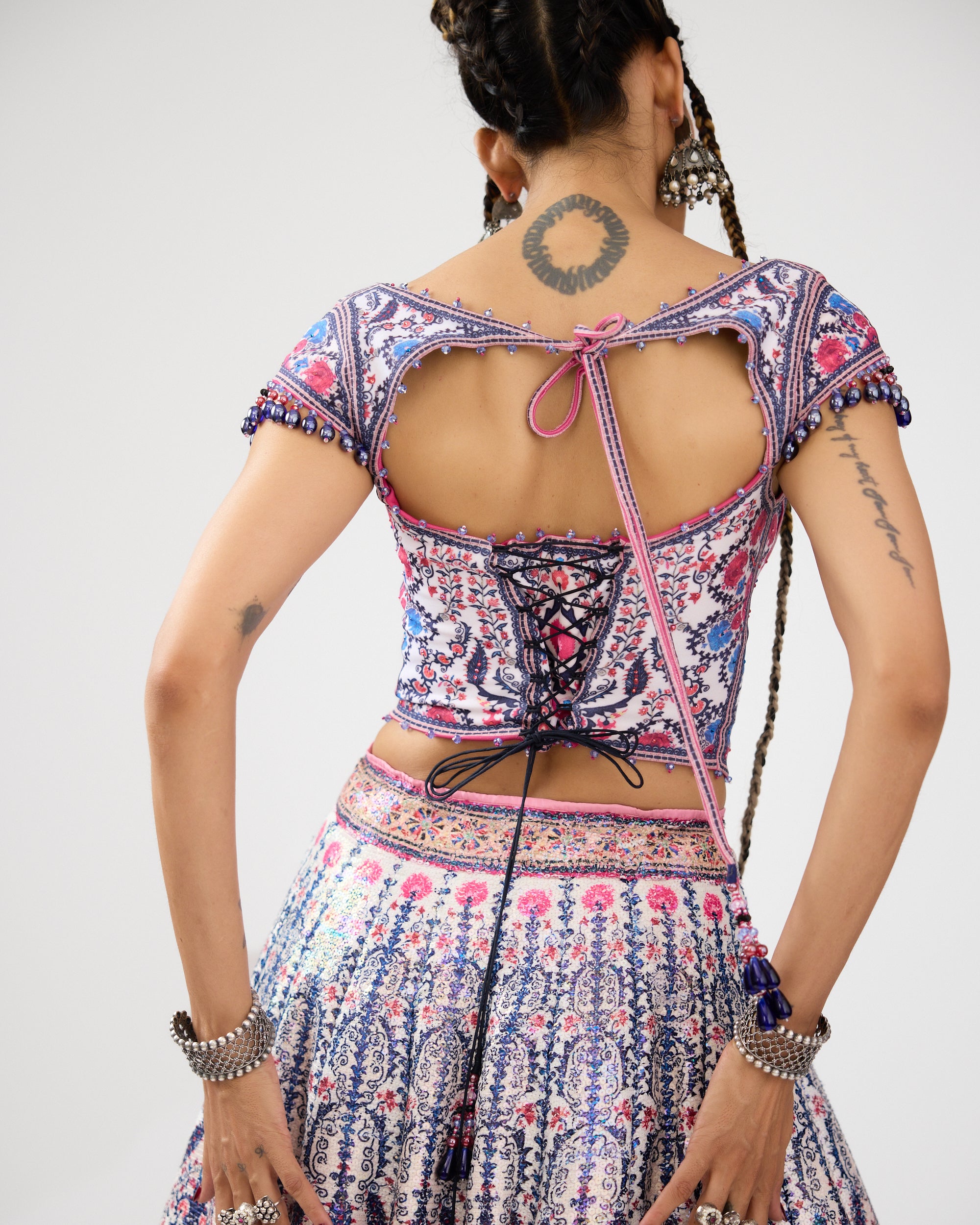 A Bukhara Summer : Leela/Corset - Ivory/Pink