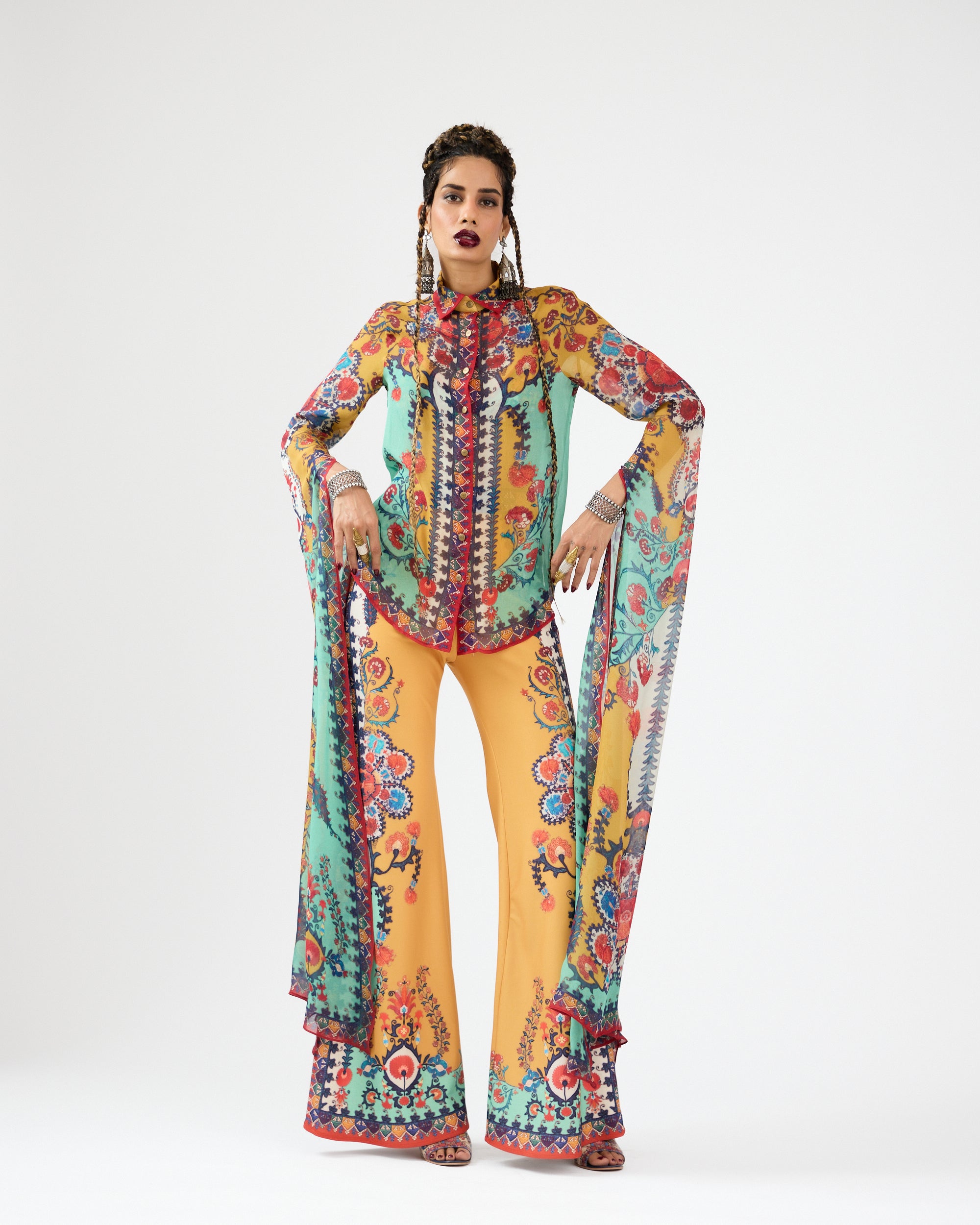 A Bukhara Summer : Maaya - Mint/Mustard