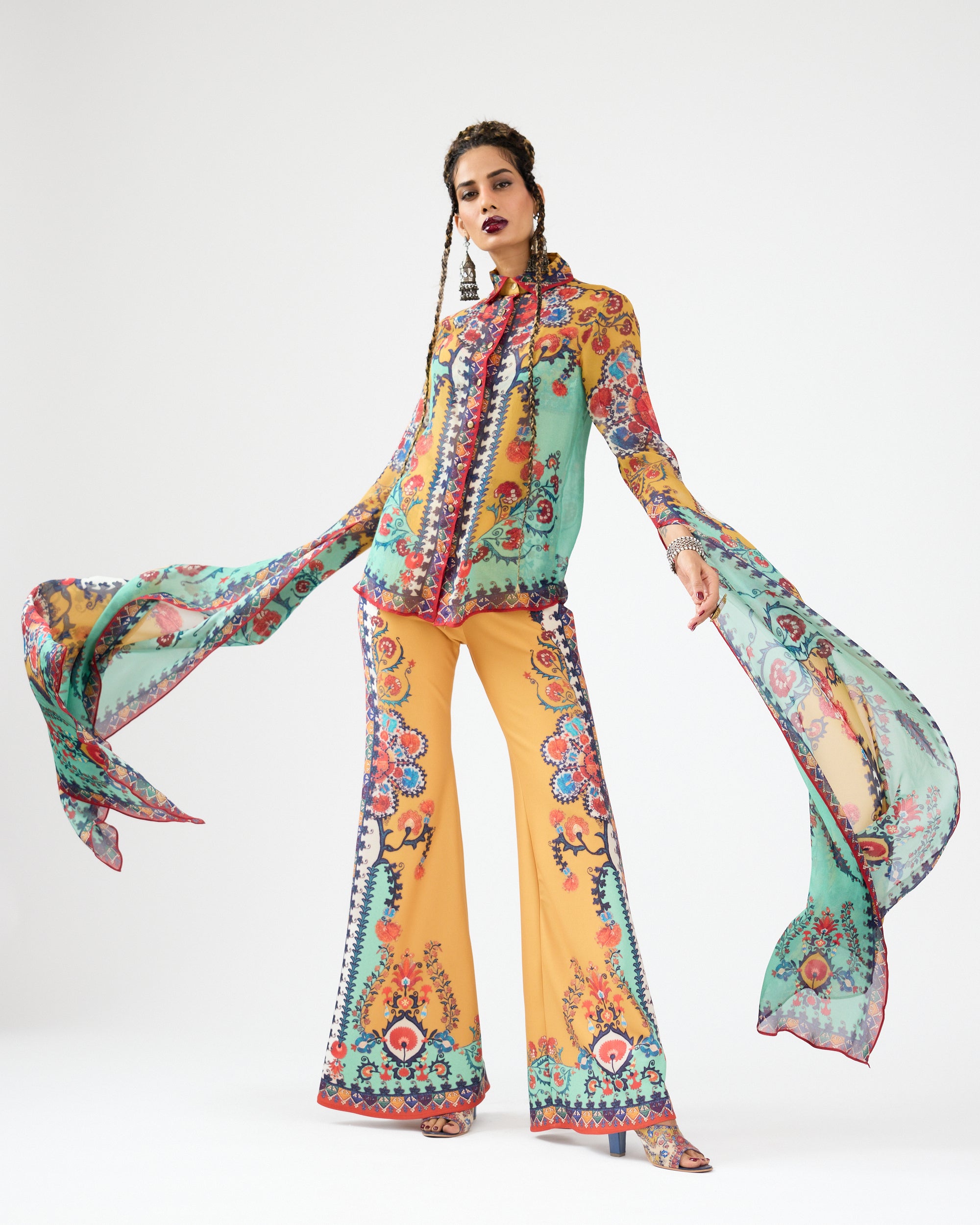 A Bukhara Summer : Maaya - Mint/Mustard
