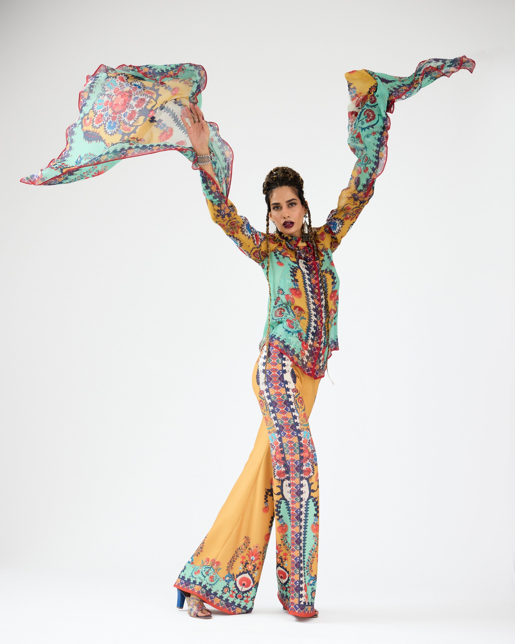 A Bukhara Summer : Maaya - Mint/Mustard