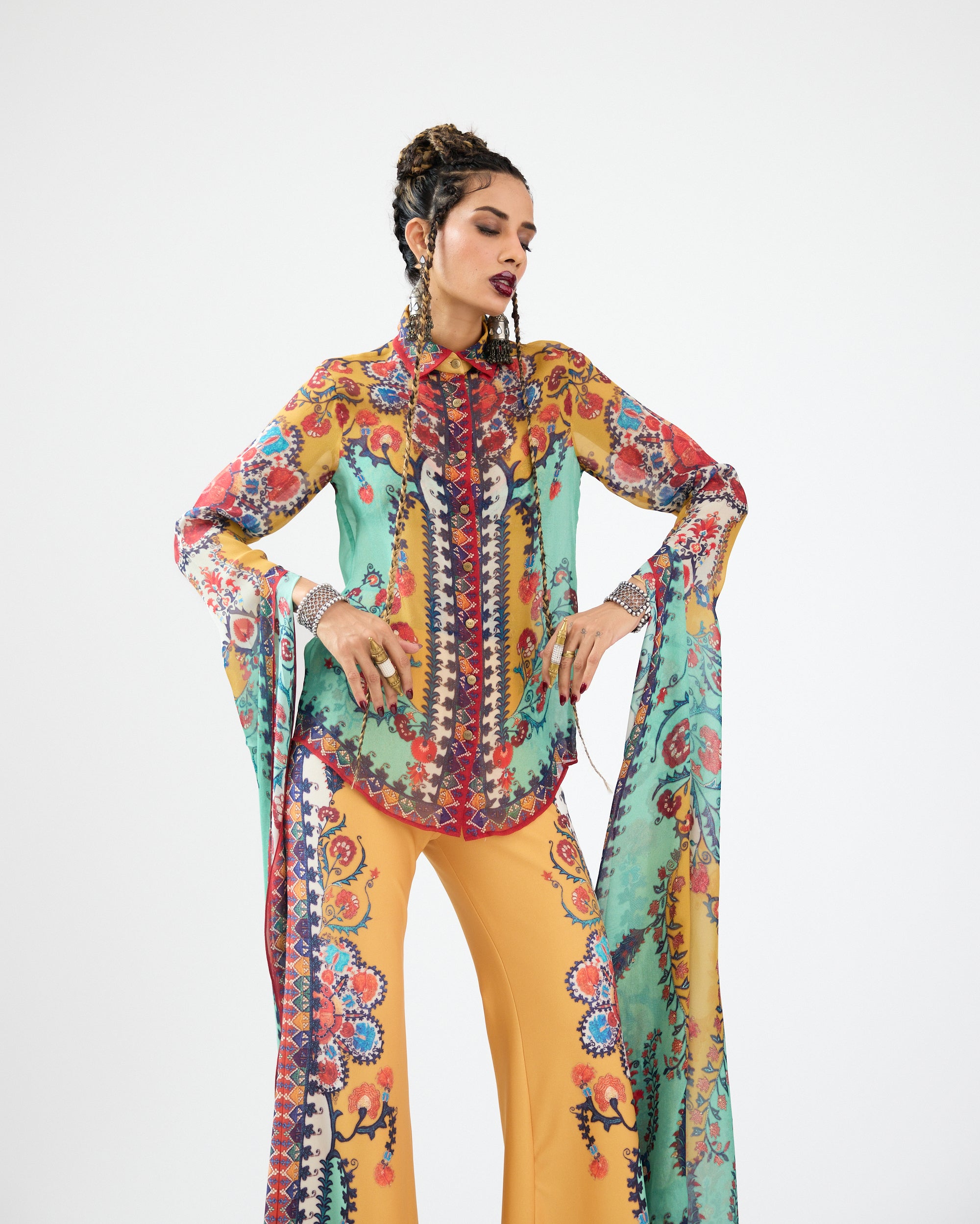 A Bukhara Summer : Maaya - Mint/Mustard