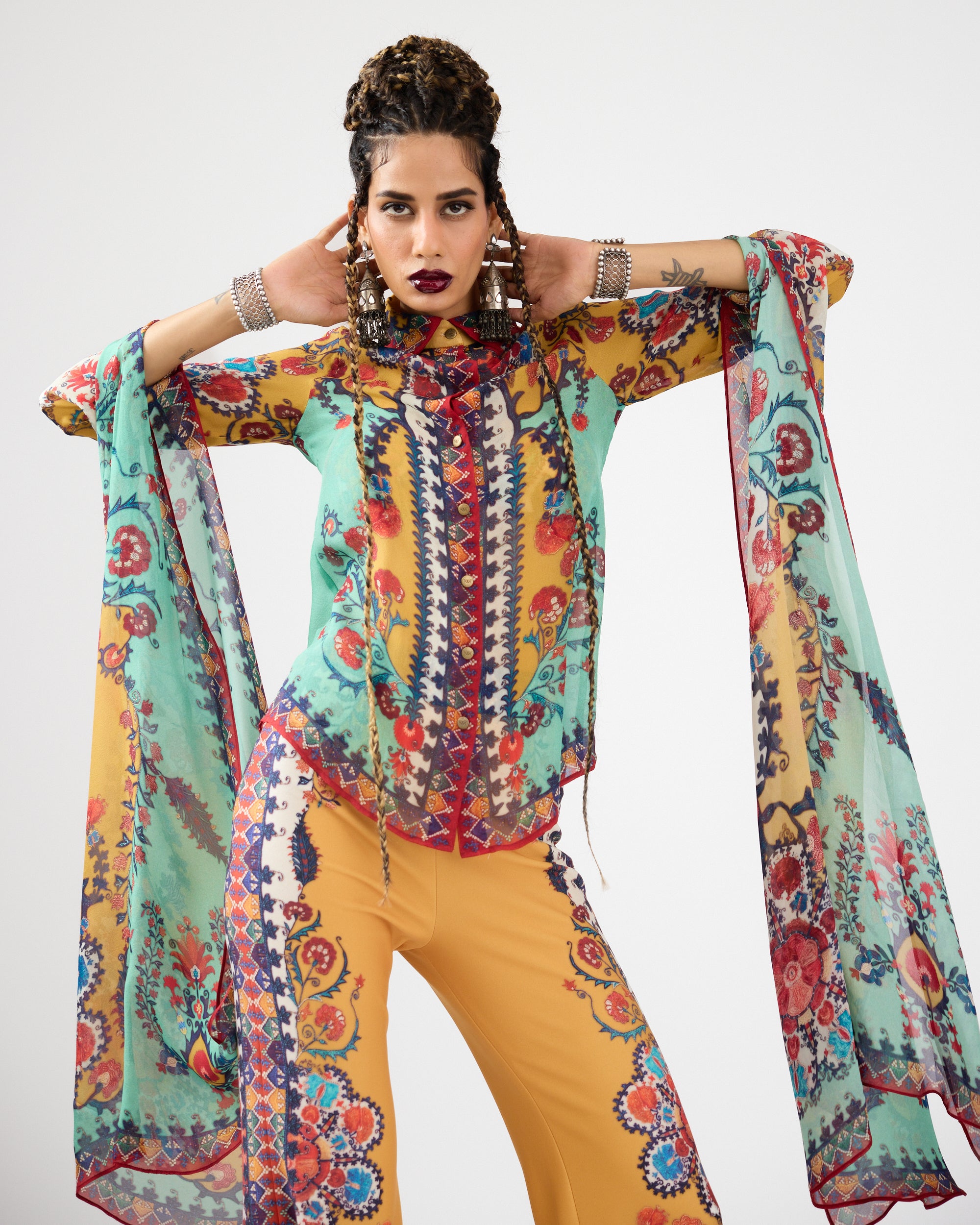 A Bukhara Summer : Maaya - Mint/Mustard