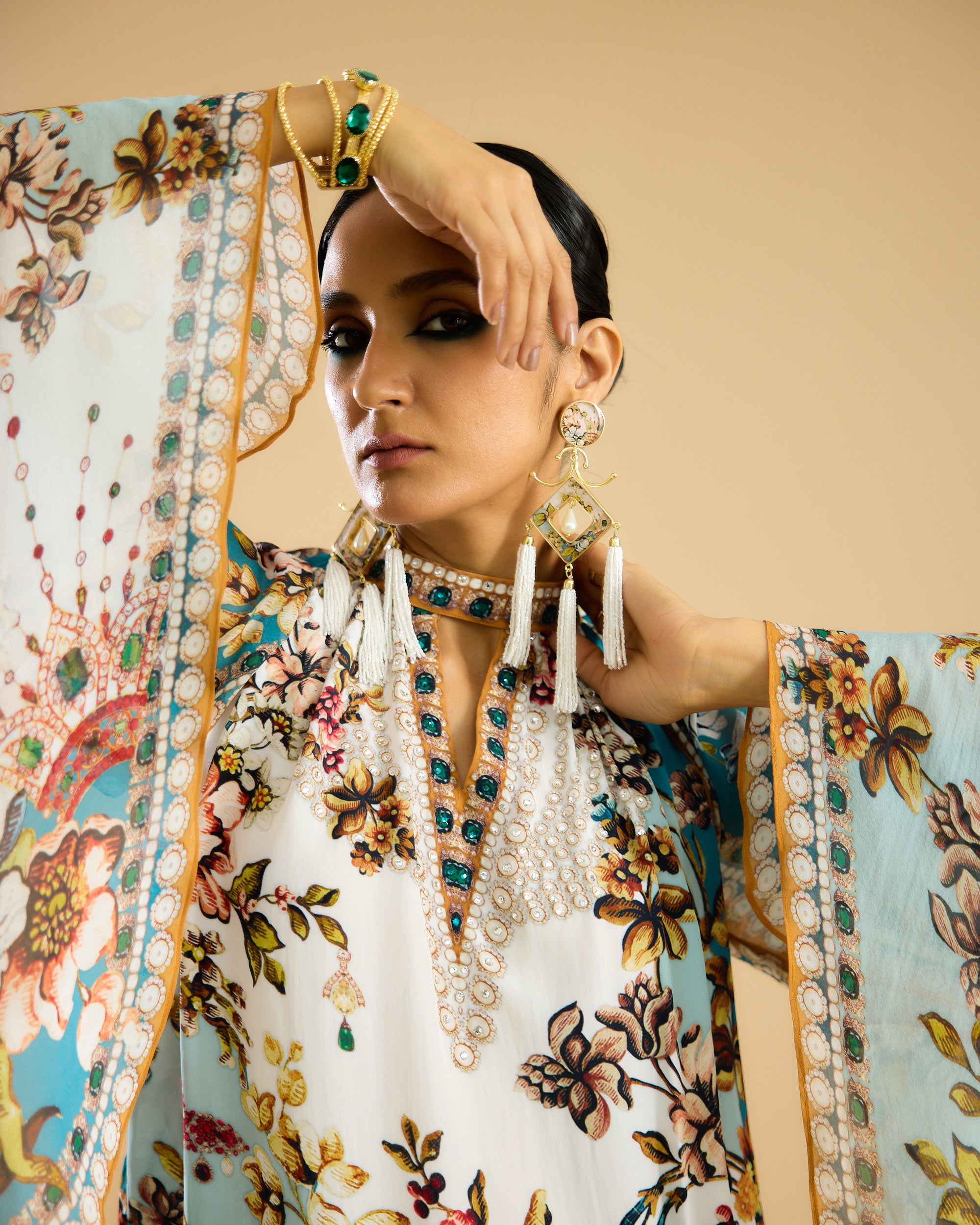 Nizam : Misba - Ivory/Aqua