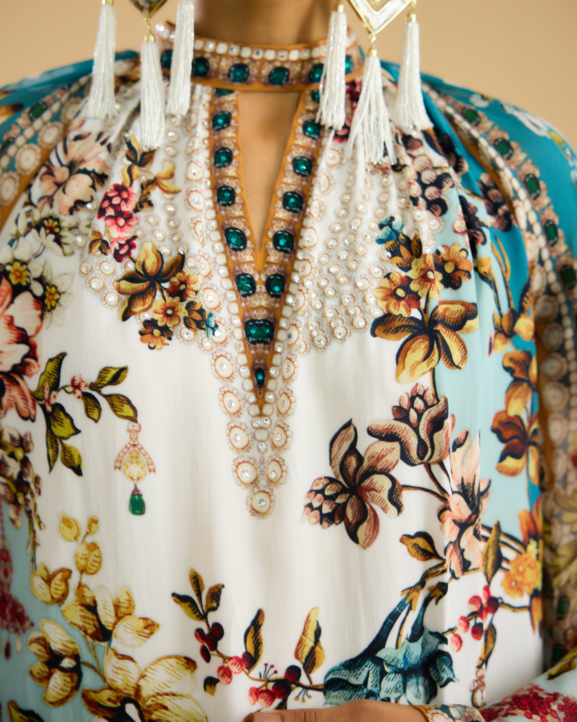 Nizam : Misba - Ivory/Aqua