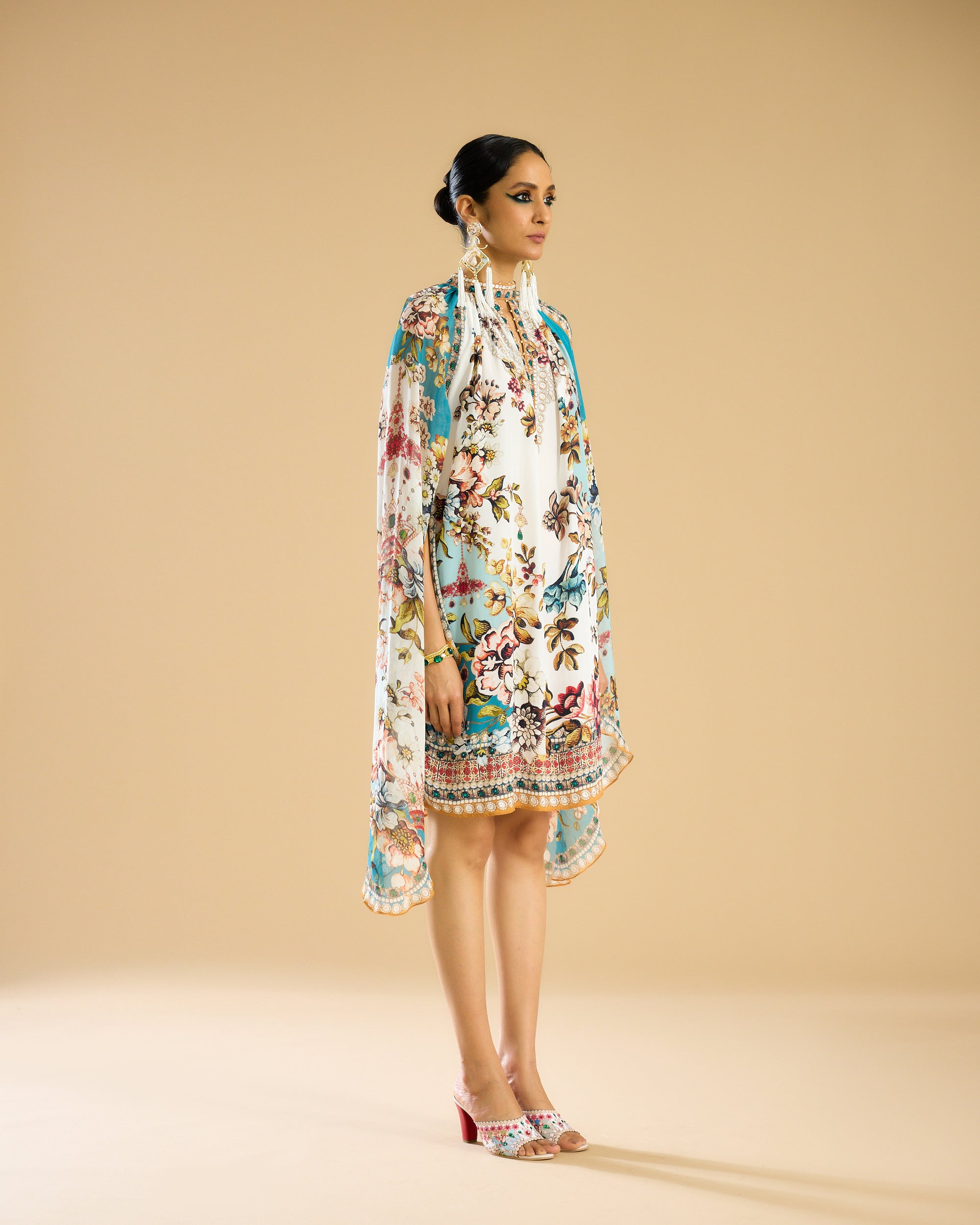 Nizam : Misba Dress - Ivory/Aqua