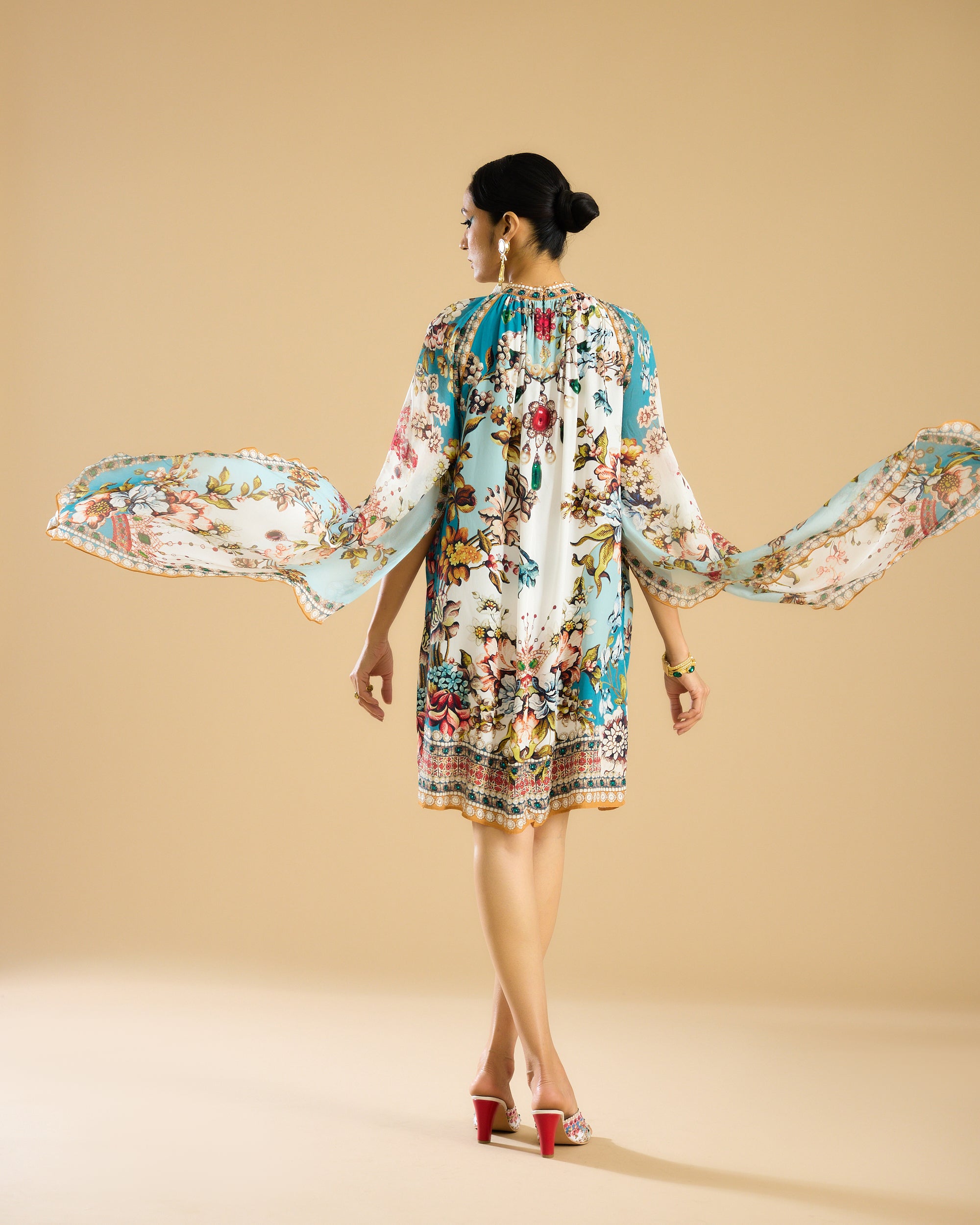 Nizam : Misba Dress - Ivory/Aqua