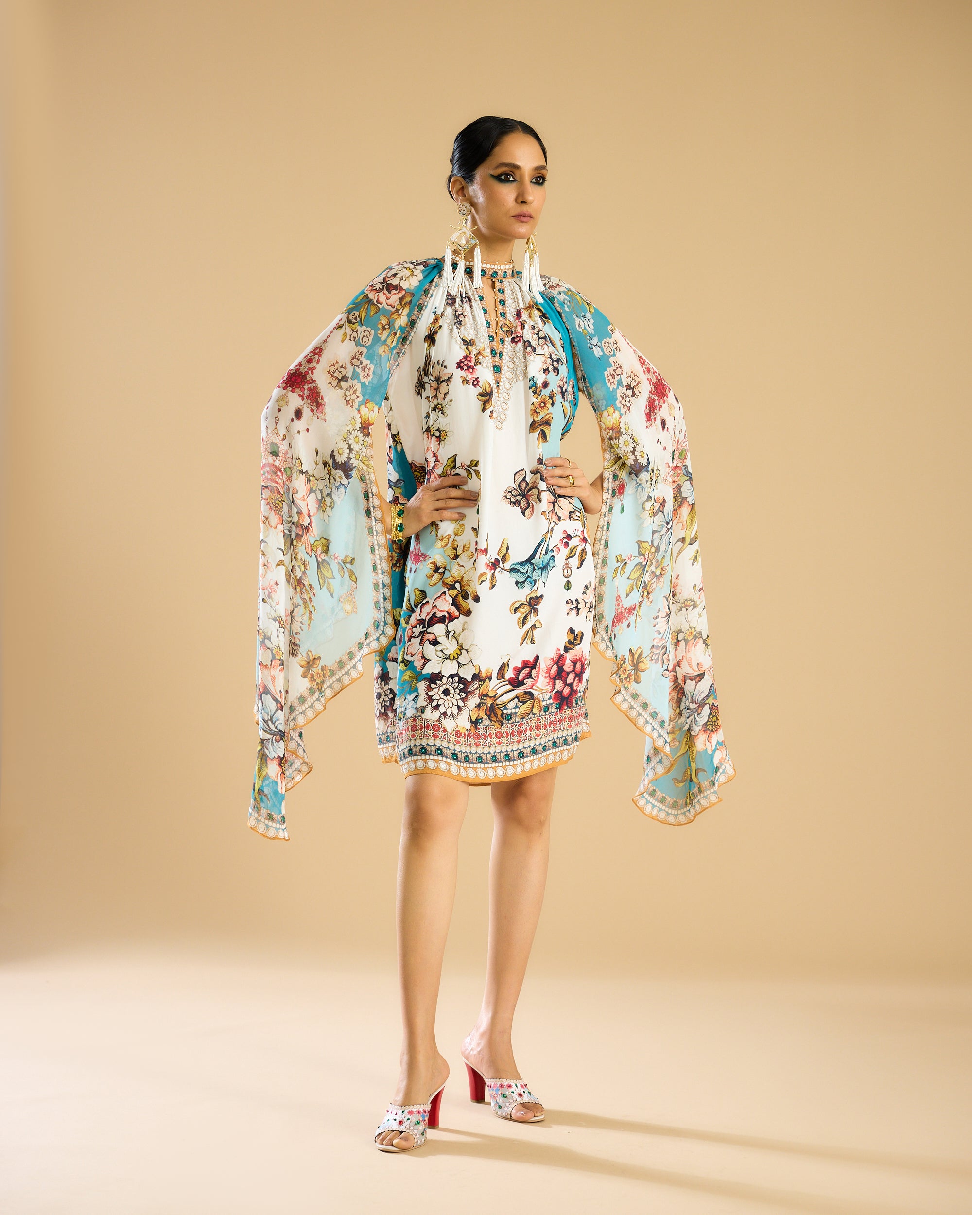 Nizam : Misba Dress - Ivory/Aqua