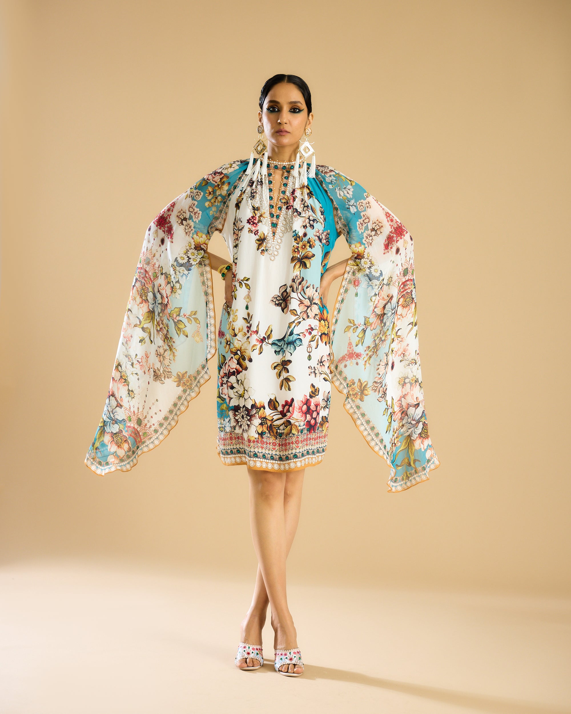 Nizam : Misba Dress - Ivory/Aqua