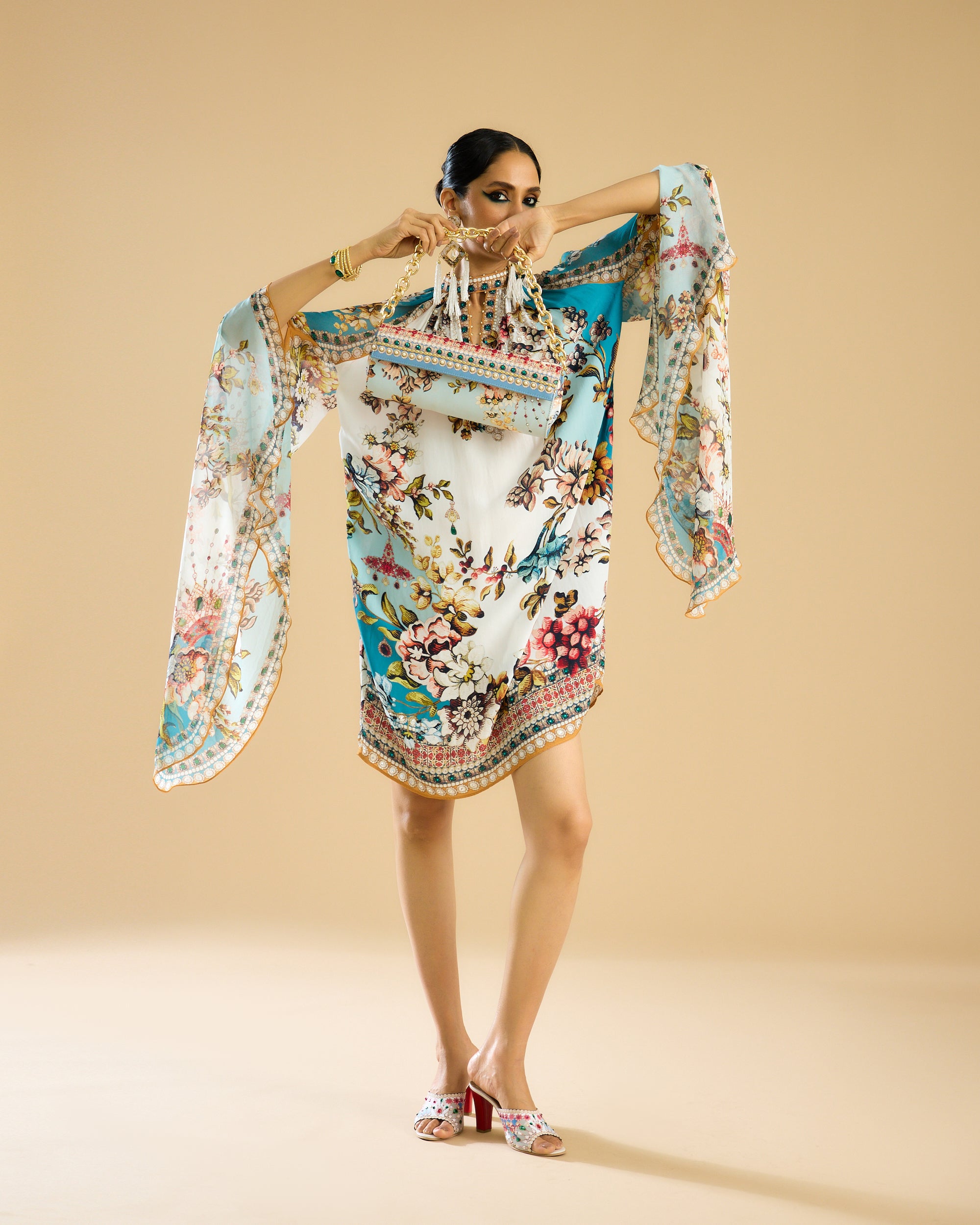 Nizam : Misba Dress - Ivory/Aqua