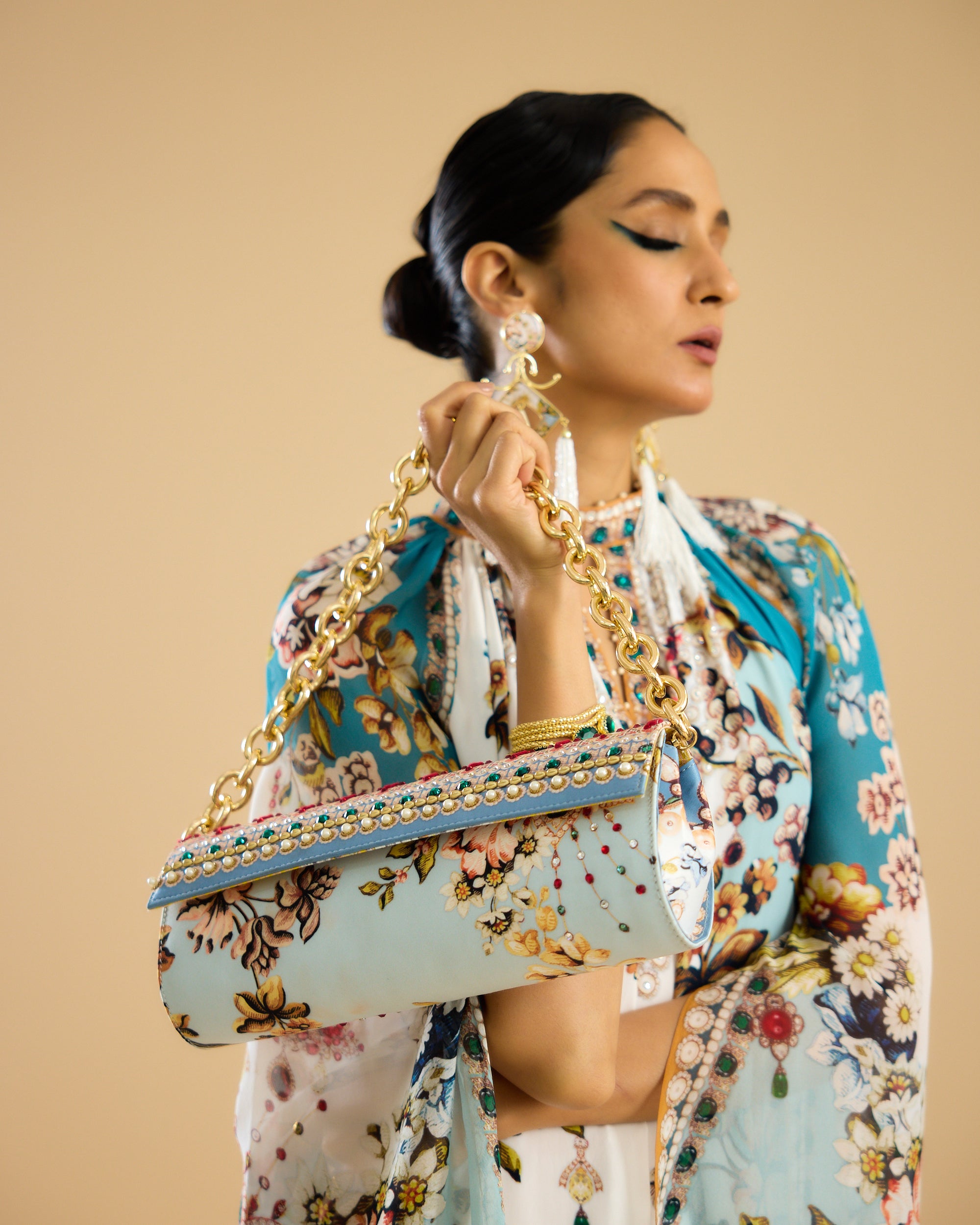 Nizam : Misba Dress - Ivory/Aqua