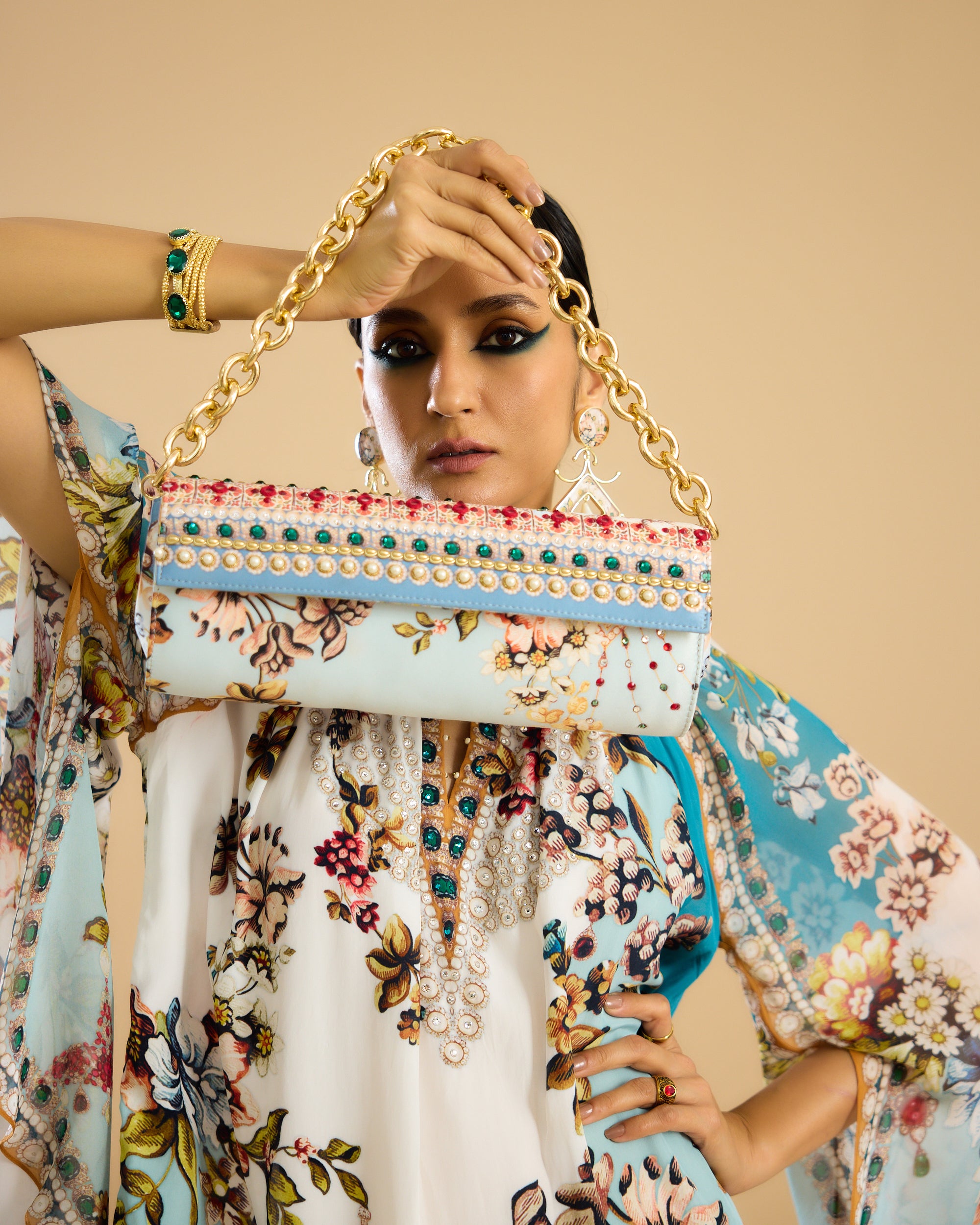 Nizam : Misba Dress - Ivory/Aqua