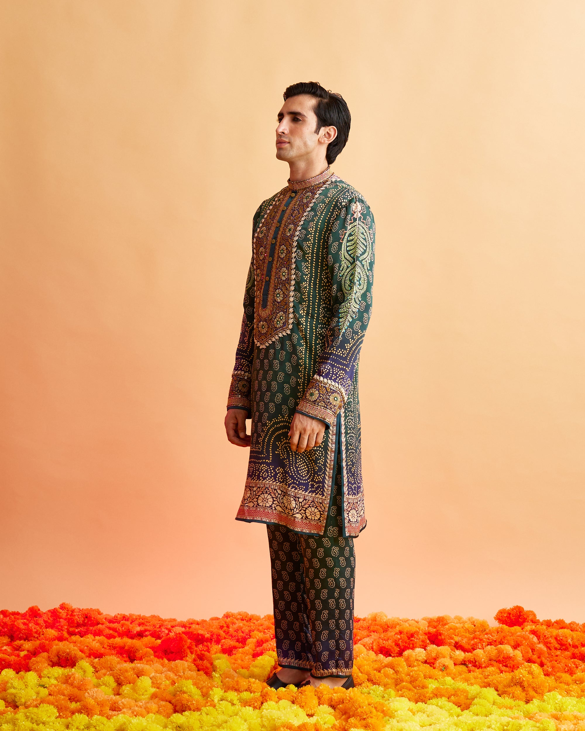 Ganjam : Taalish - Emerald/Navy