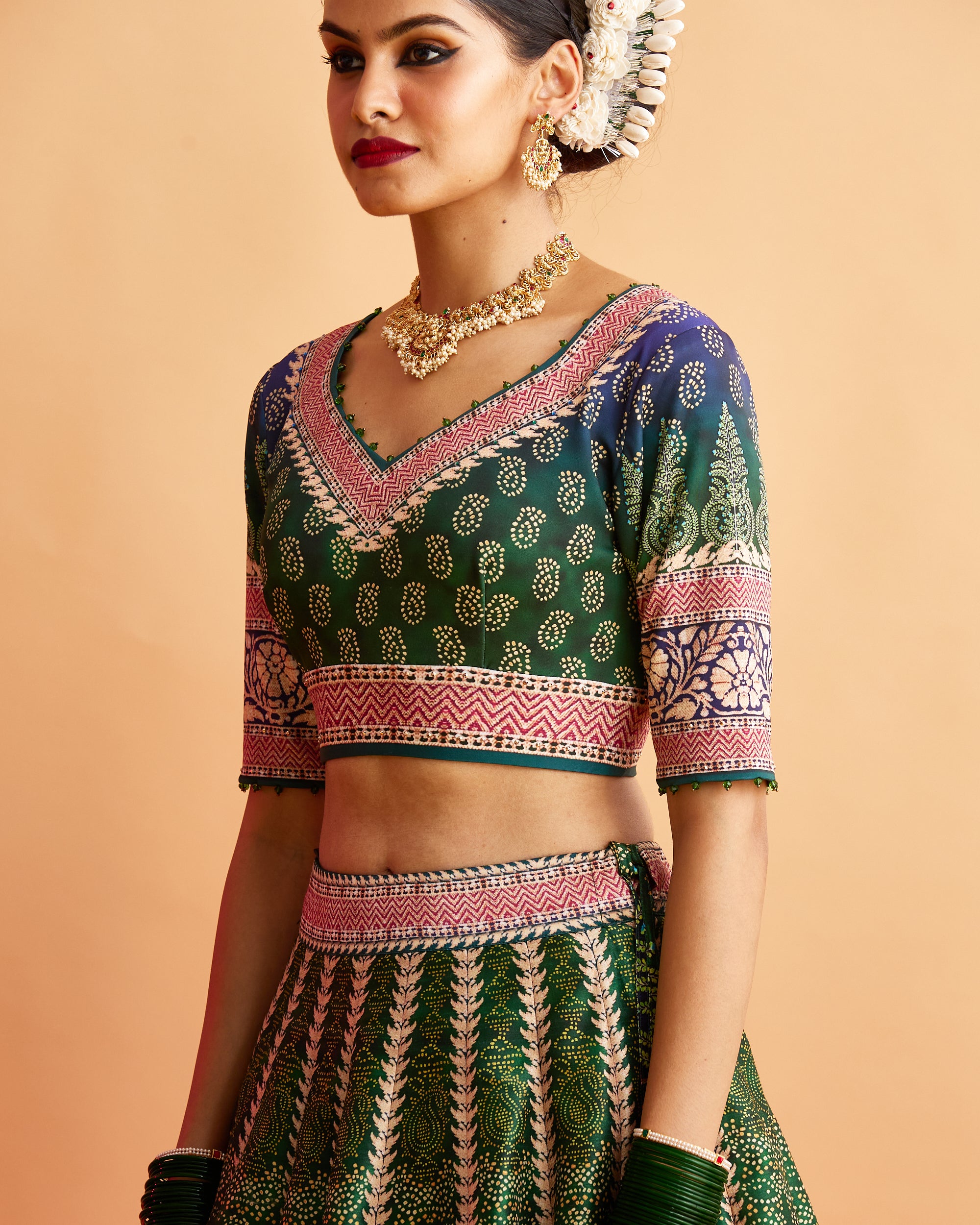 Ganjam : Leela - Emerald/Navy