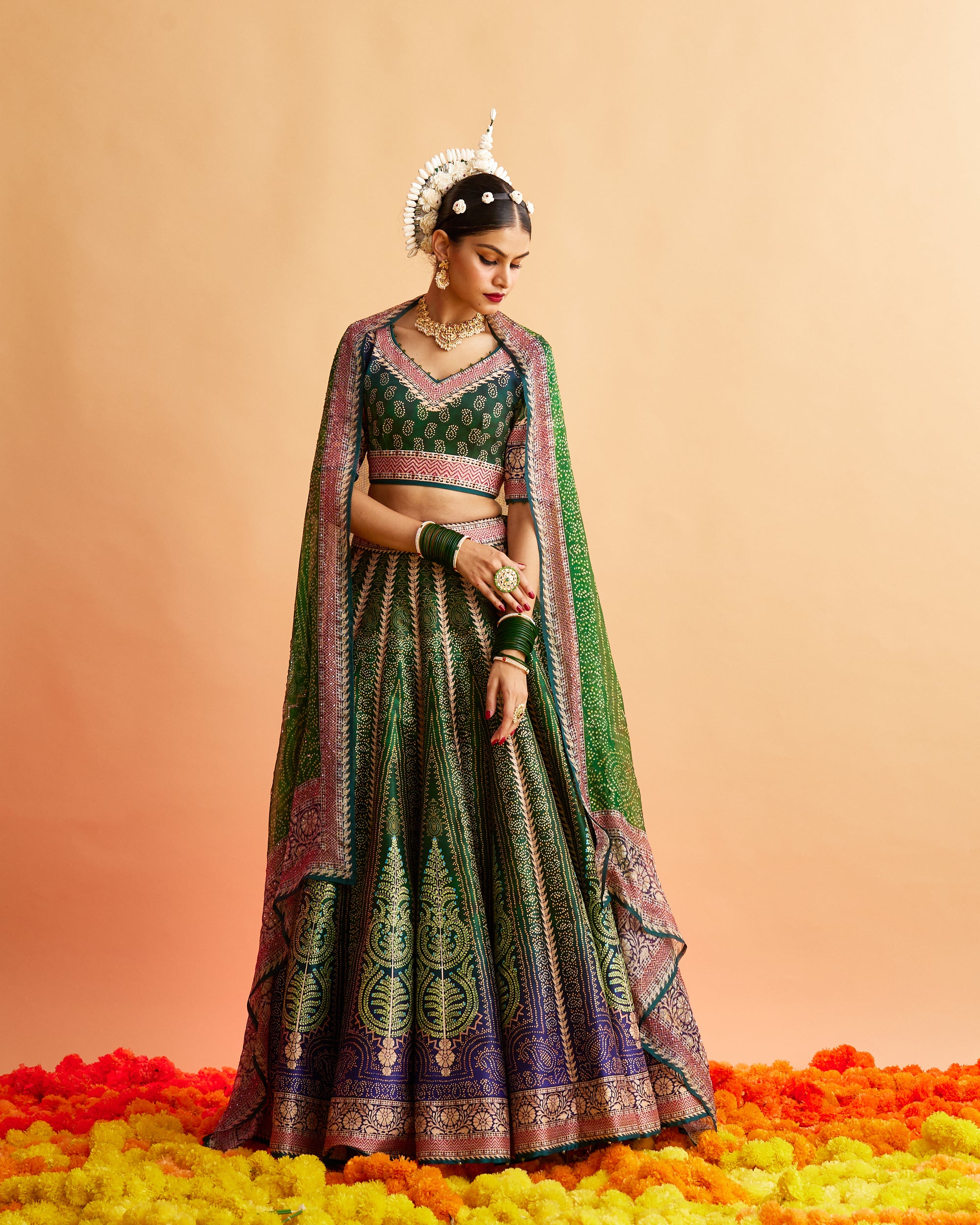 Ganjam : Leela - Emerald/Navy