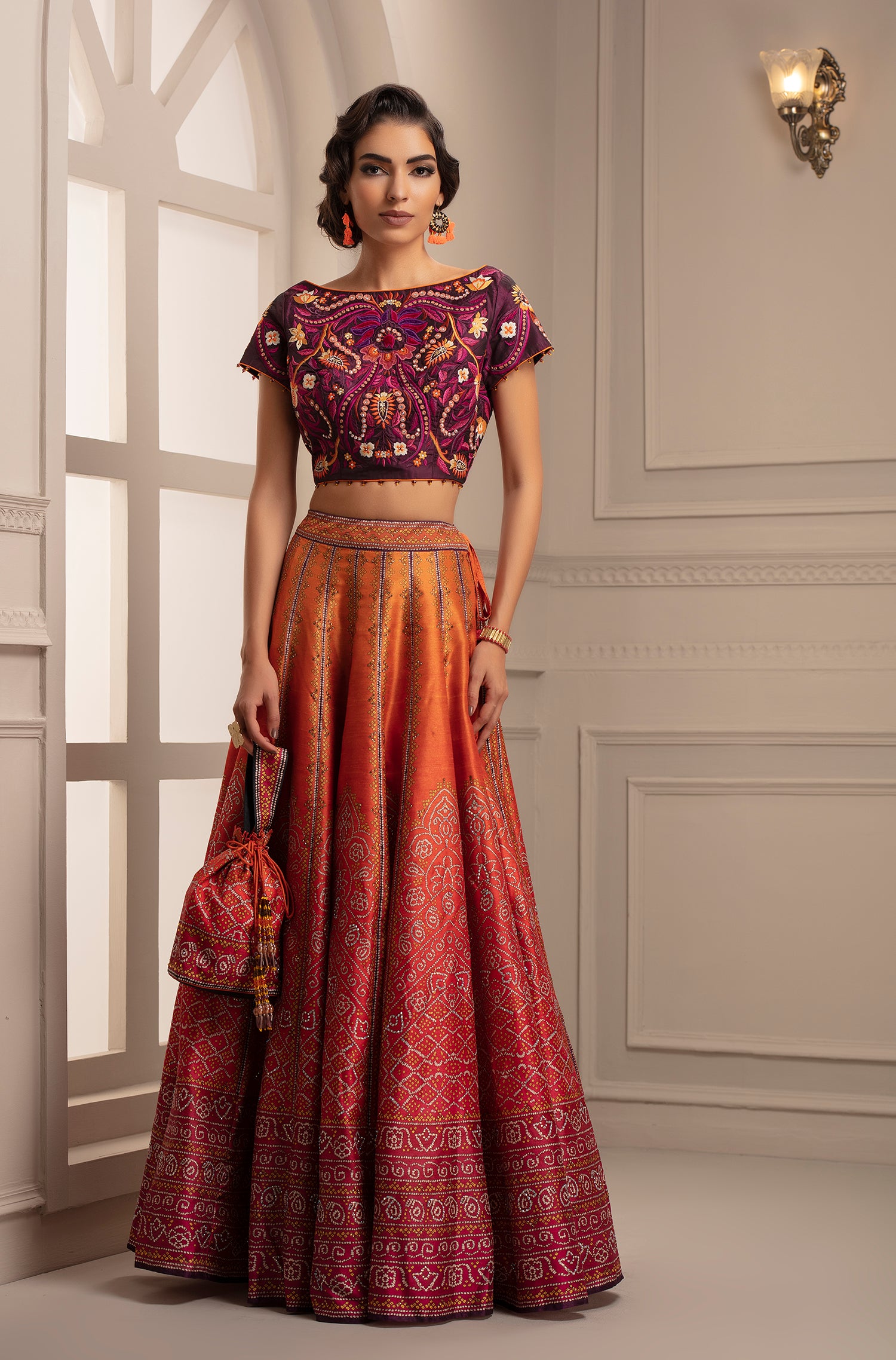 Bandhej Leela : Mango/Fuchsia