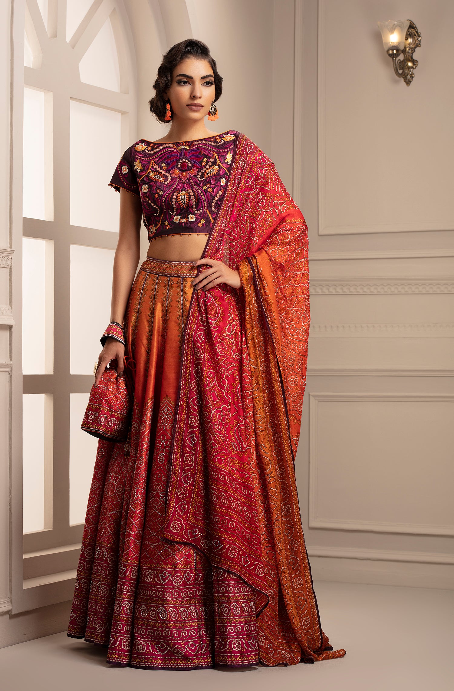 Bandhej Leela : Mango/Fuchsia