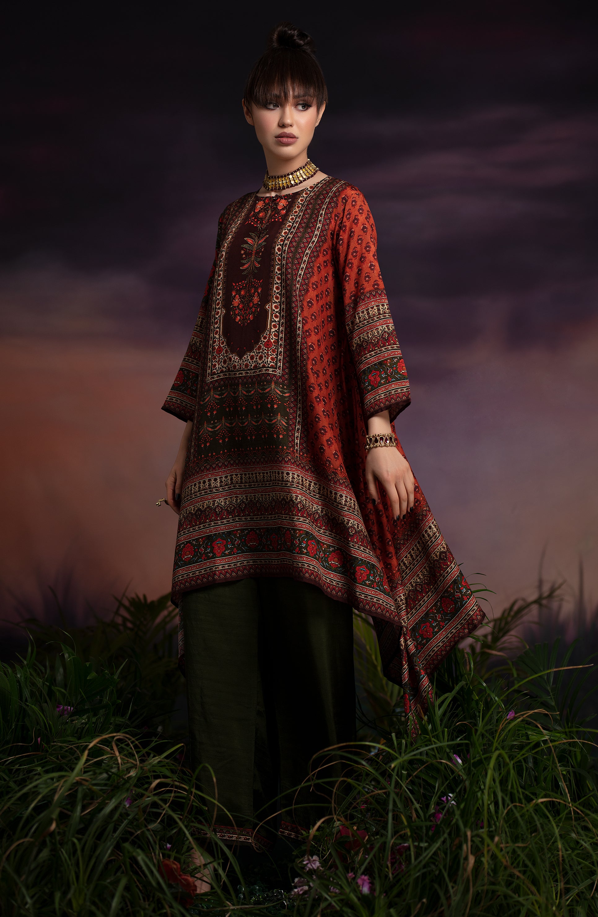 Calico Navya : Burgundy
