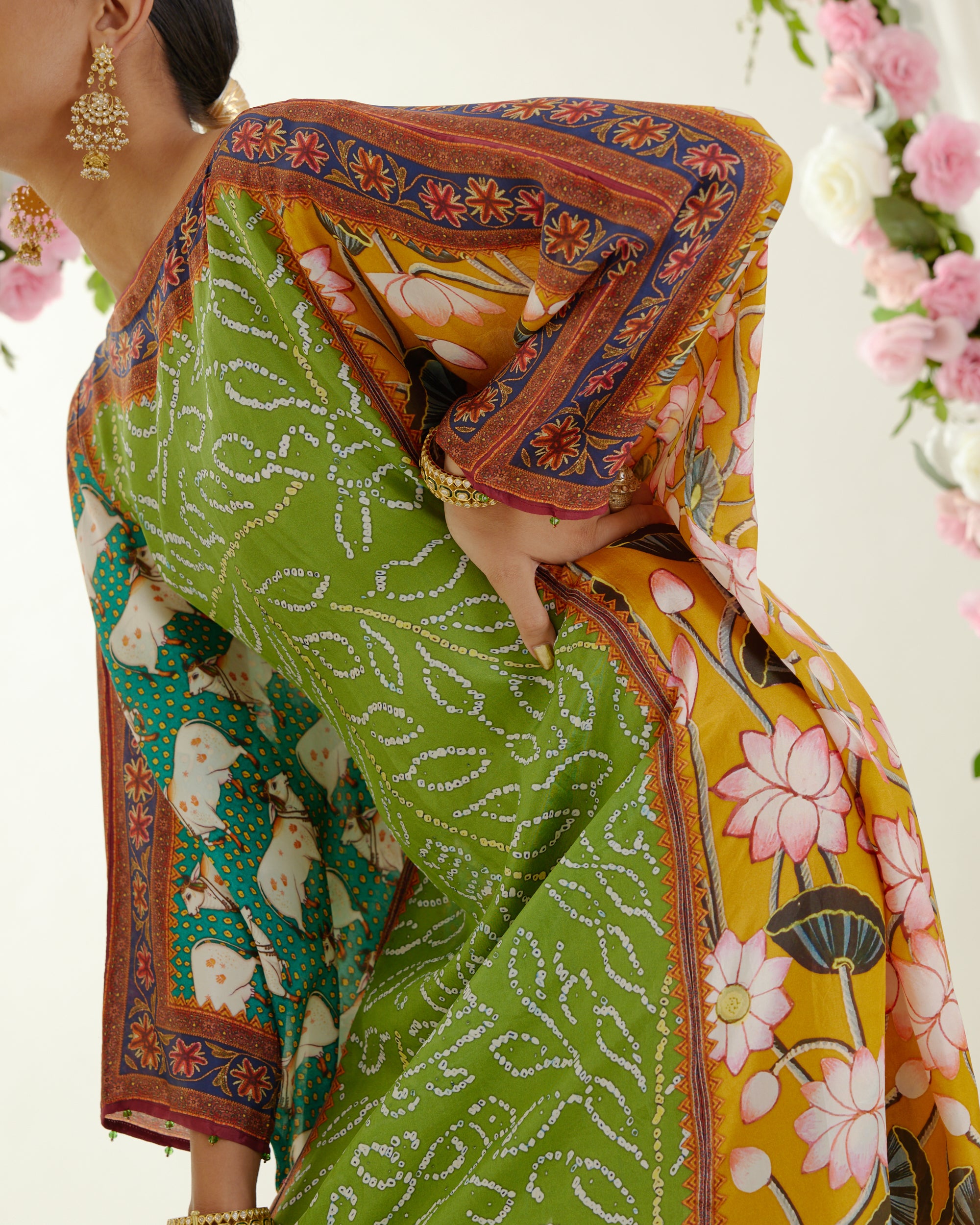 Vrindavan : Aayat - Lime/Turquoise