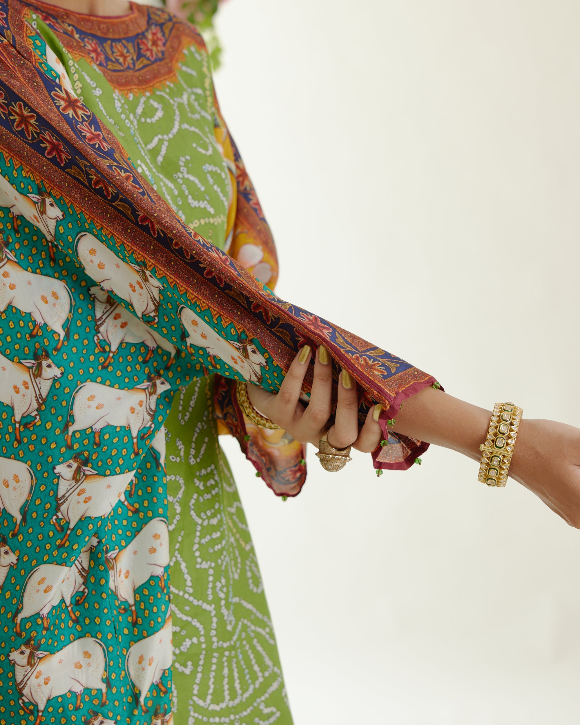 Vrindavan : Aayat - Lime/Turquoise