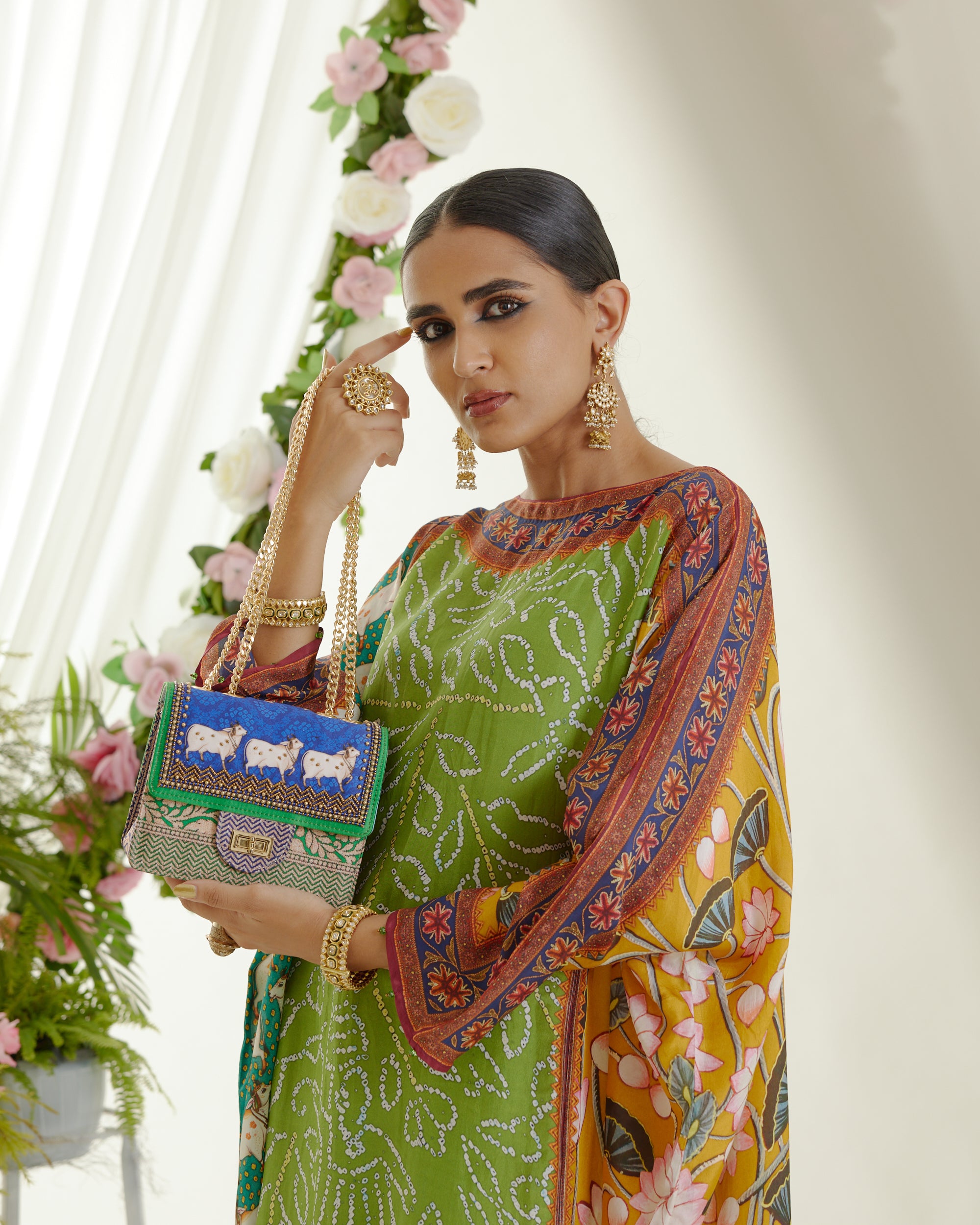 Vrindavan : Aayat - Lime/Turquoise