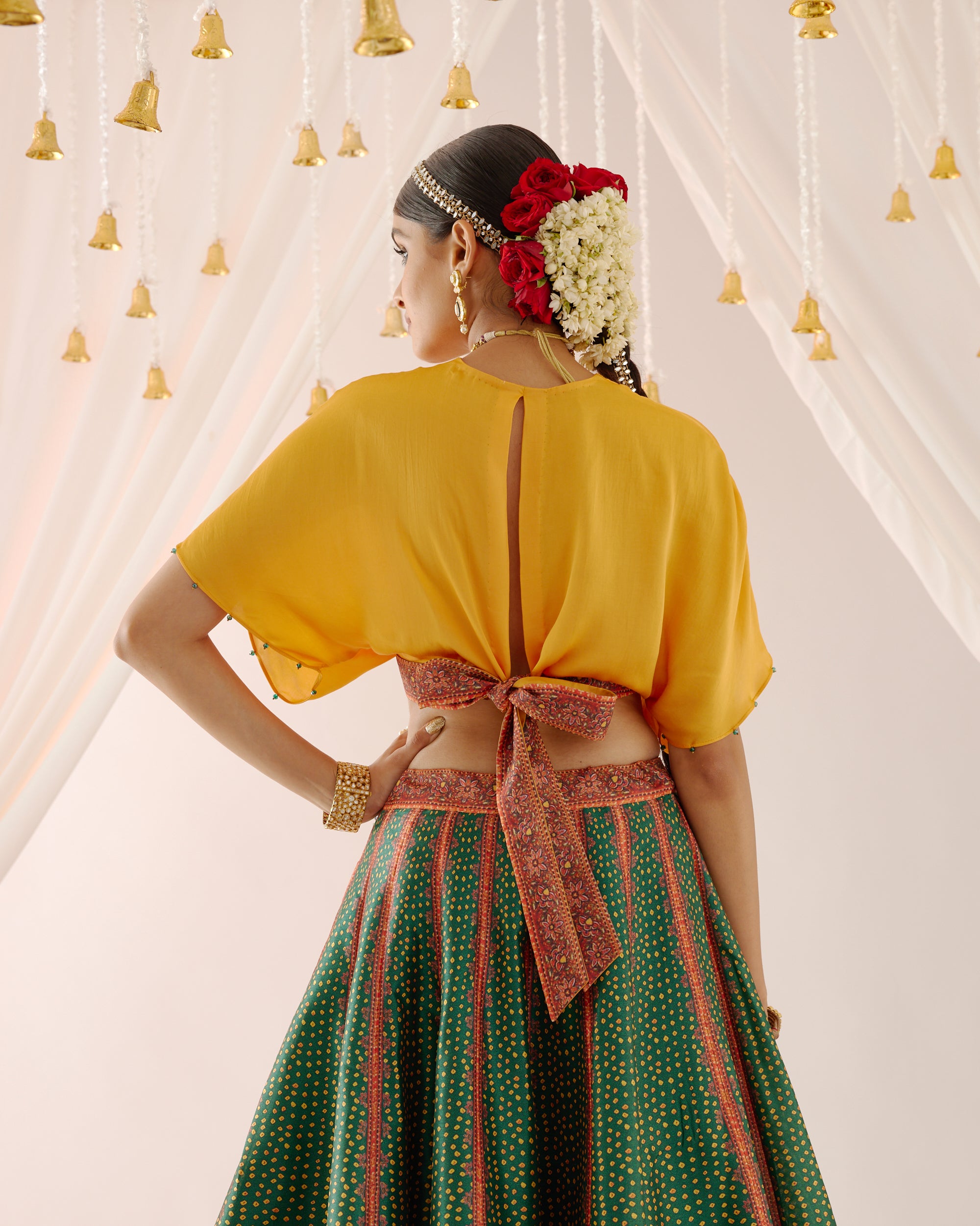 Vrindavan : Neerja Leela - Emerald/Mustard