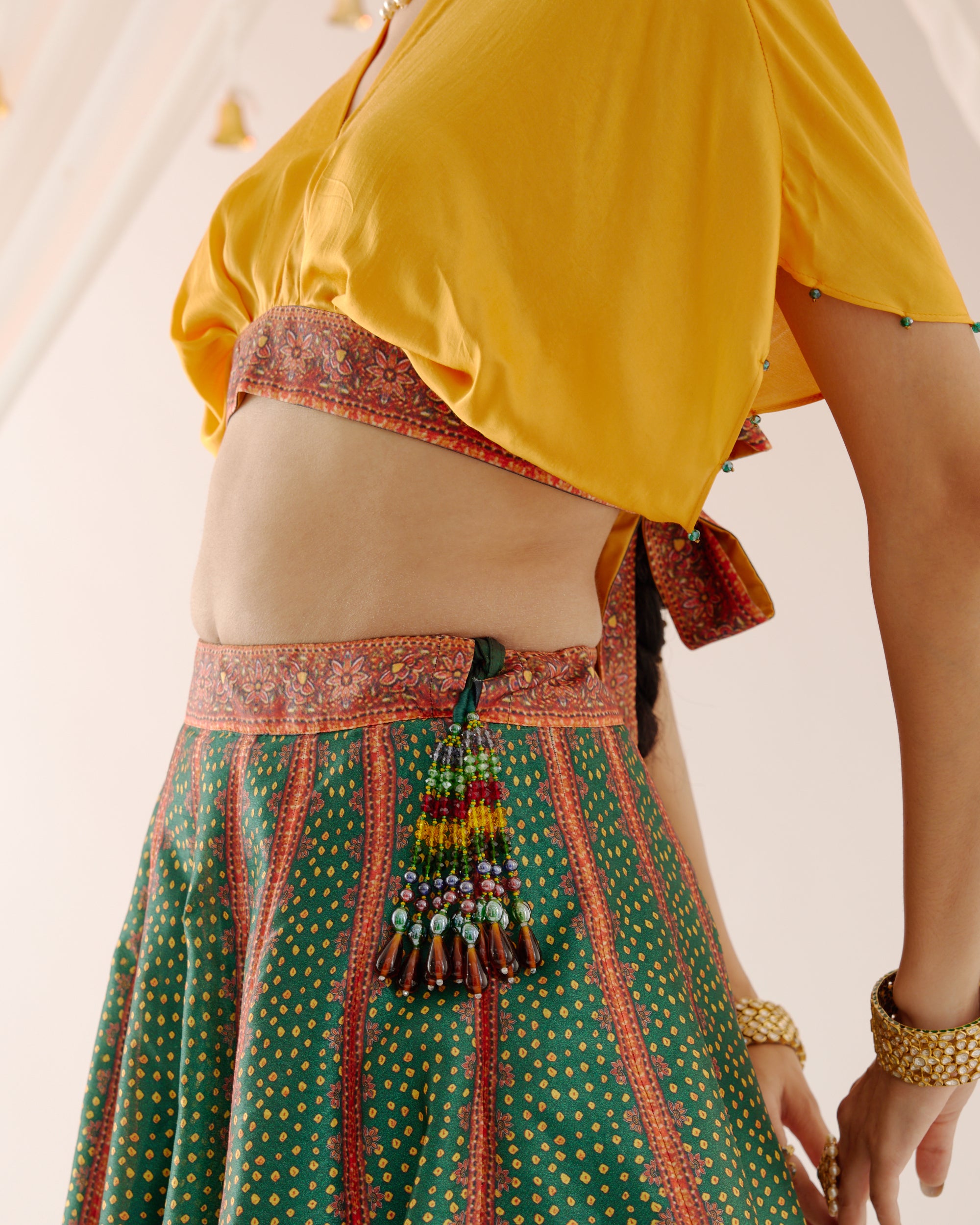 Vrindavan : Neerja Leela - Emerald/Mustard