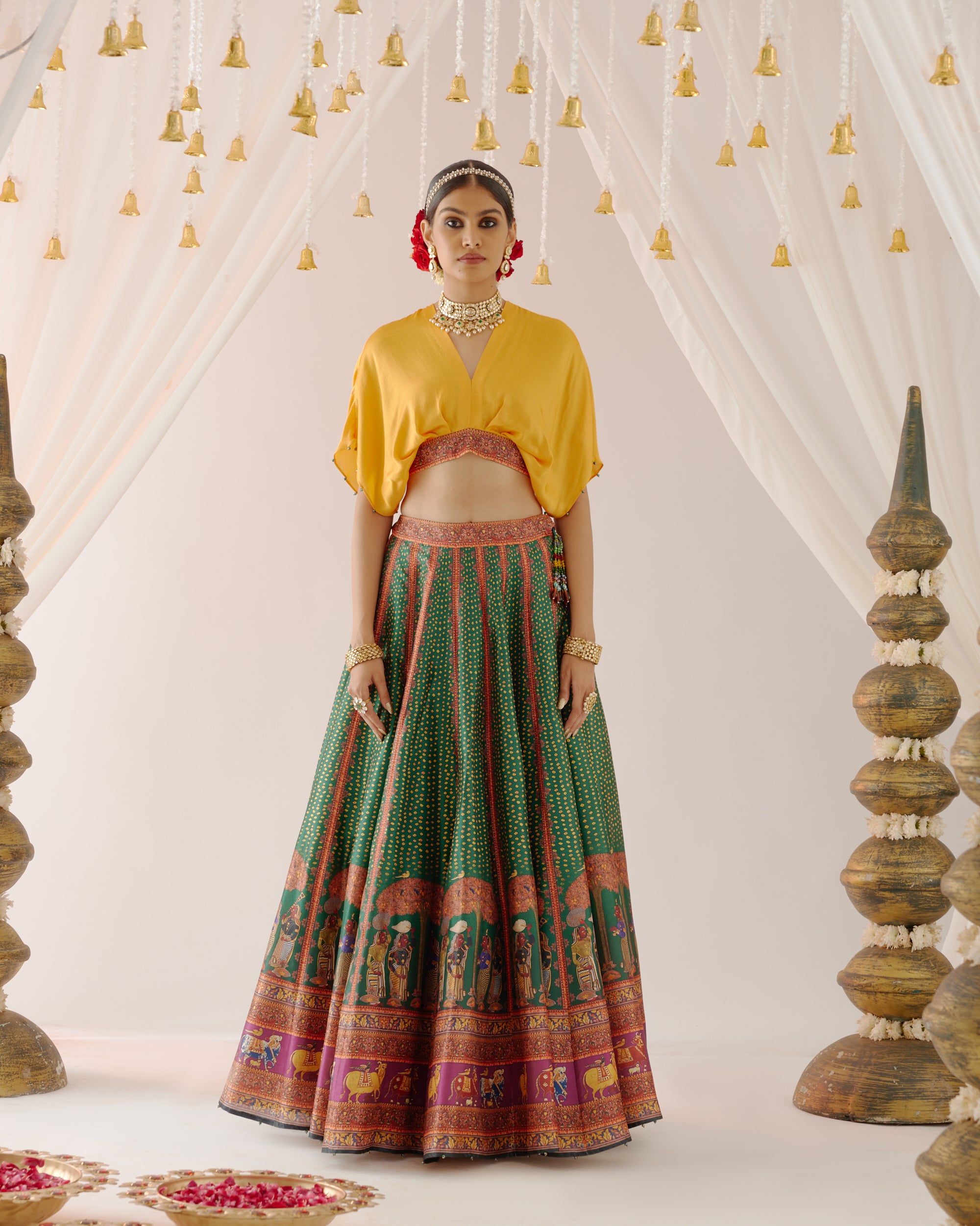Vrindavan : Neerja Leela - Emerald/Mustard