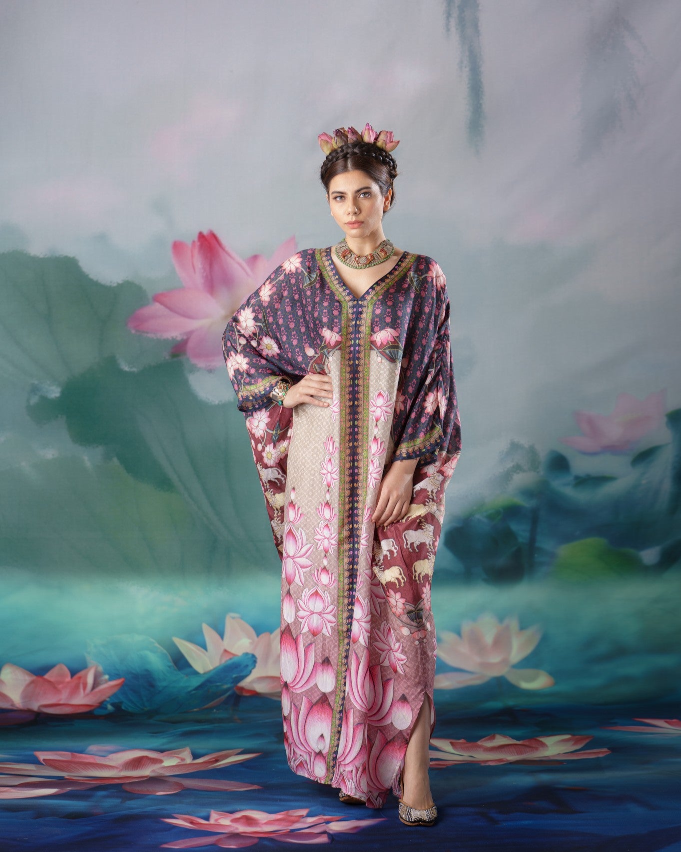 Pichwai : Verusha - Pink/Beige