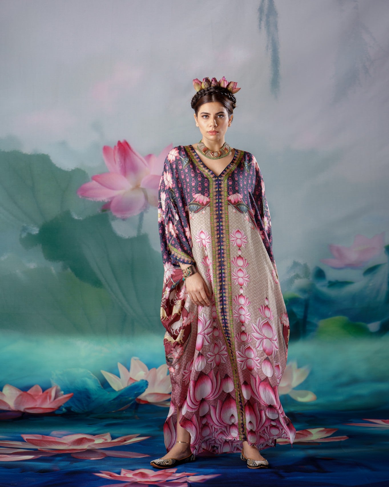 Pichwai : Verusha - Pink/Beige