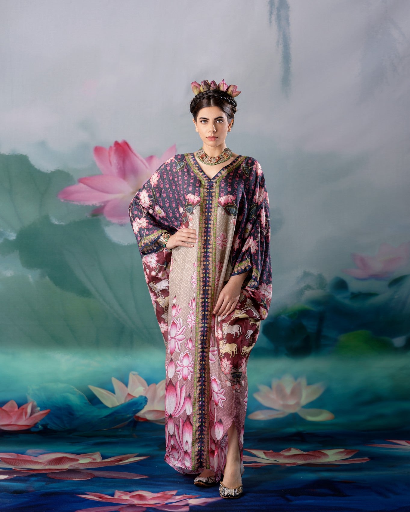 Pichwai : Verusha - Pink/Beige