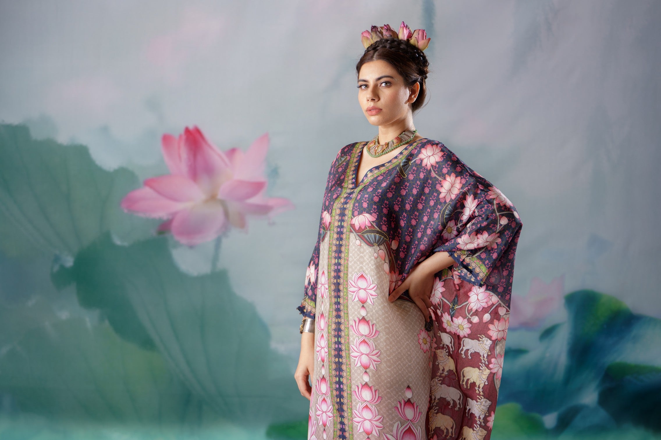Pichwai : Verusha - Pink/Beige